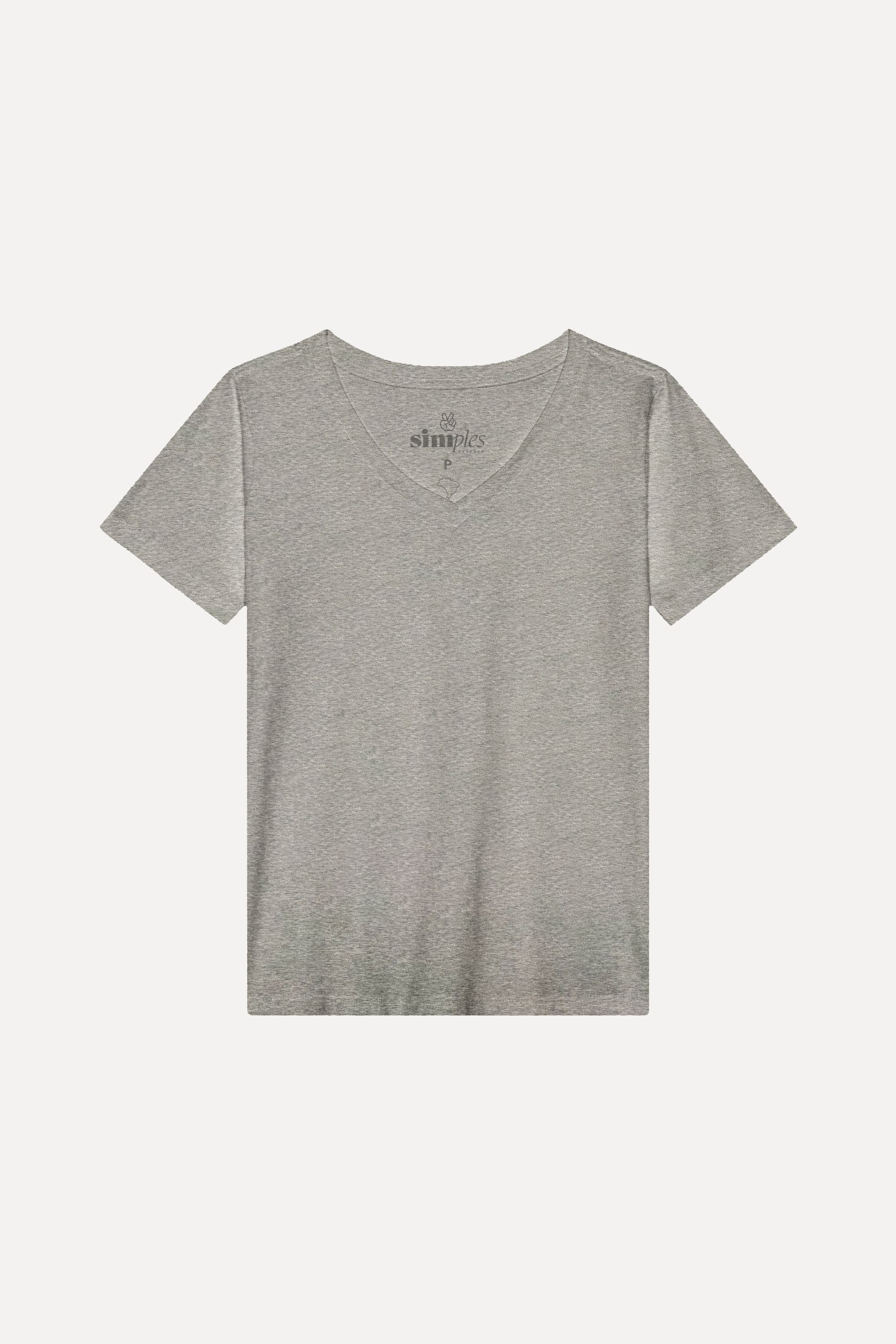 Camiseta Básica Feminina Simples Manga Curta Decote V