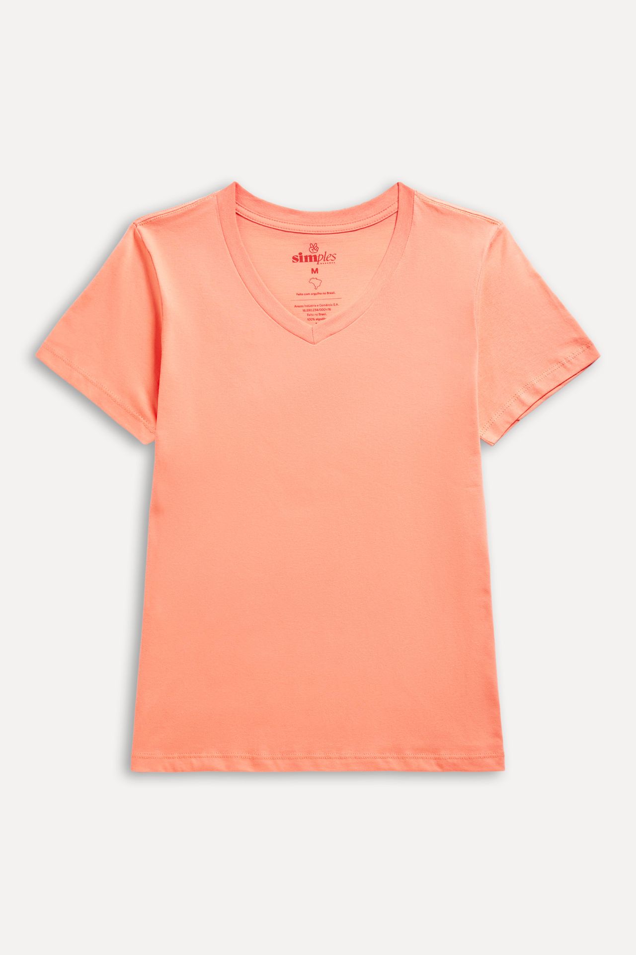 Camiseta Básica Feminina Simples Manga Curta Decote V