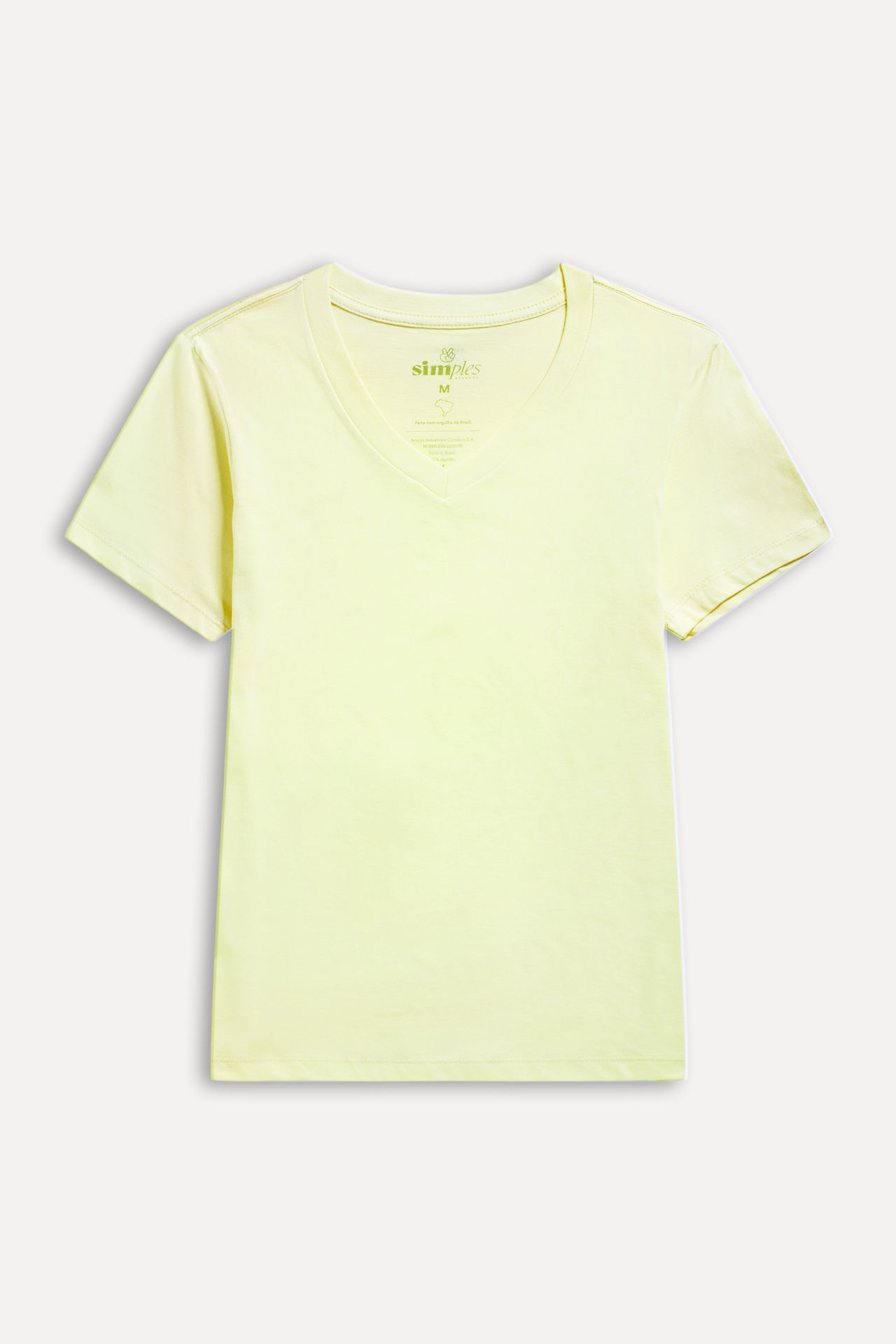Camiseta Básica Feminina Simples Manga Curta Decote V