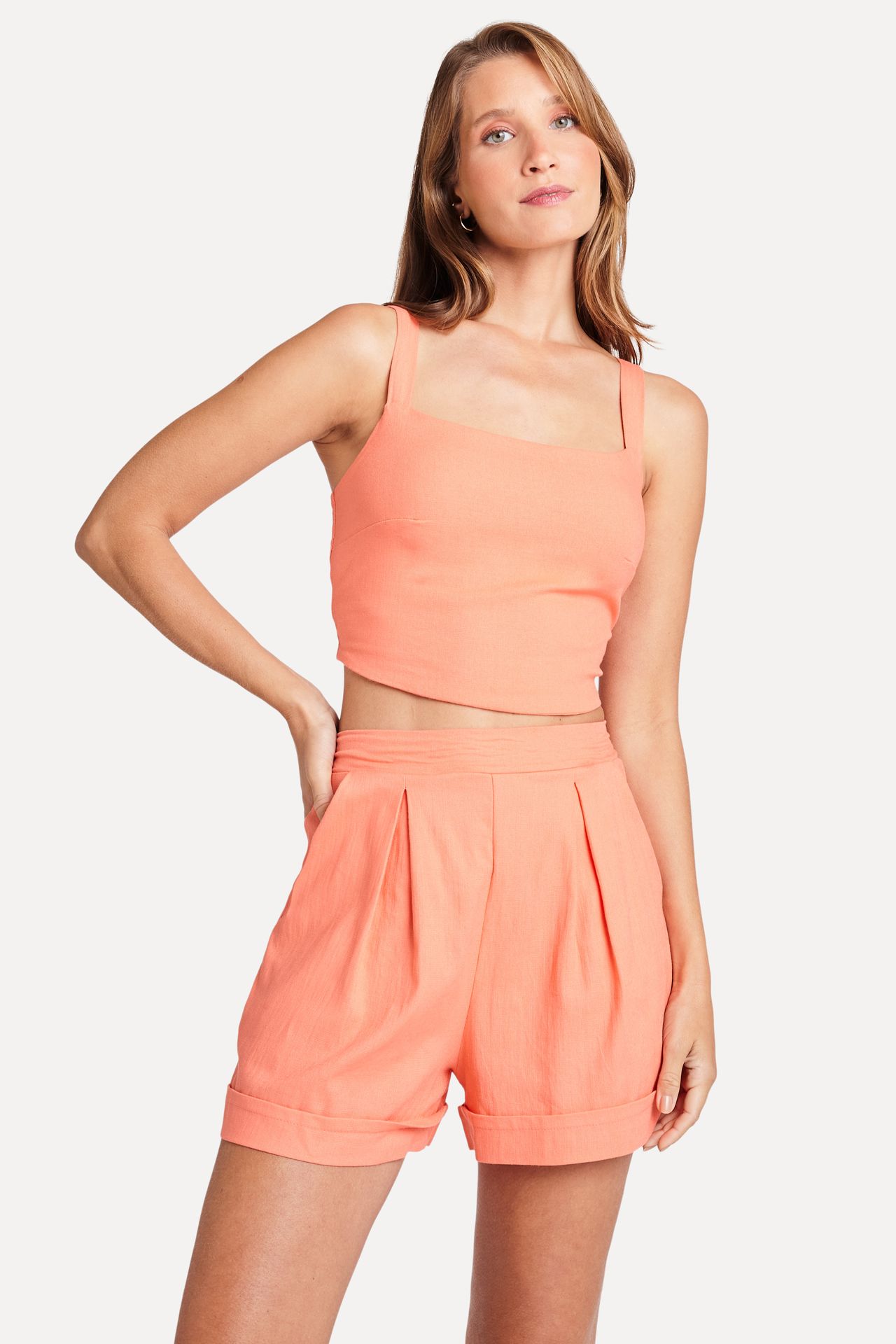 Short de Linho Feminino com Cós de Elástico