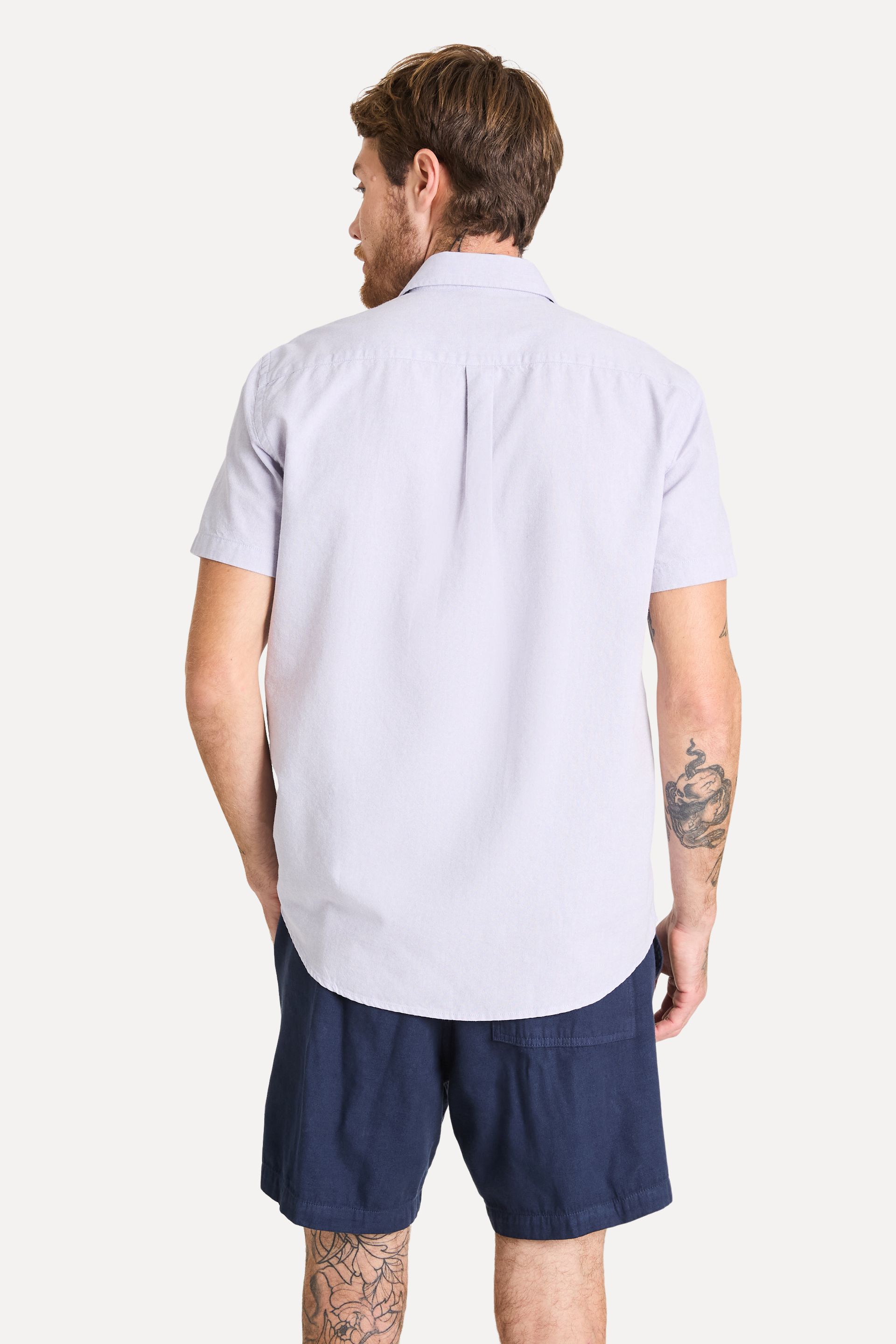 Camisa Oxford Masculina Manga Curta com Bolso