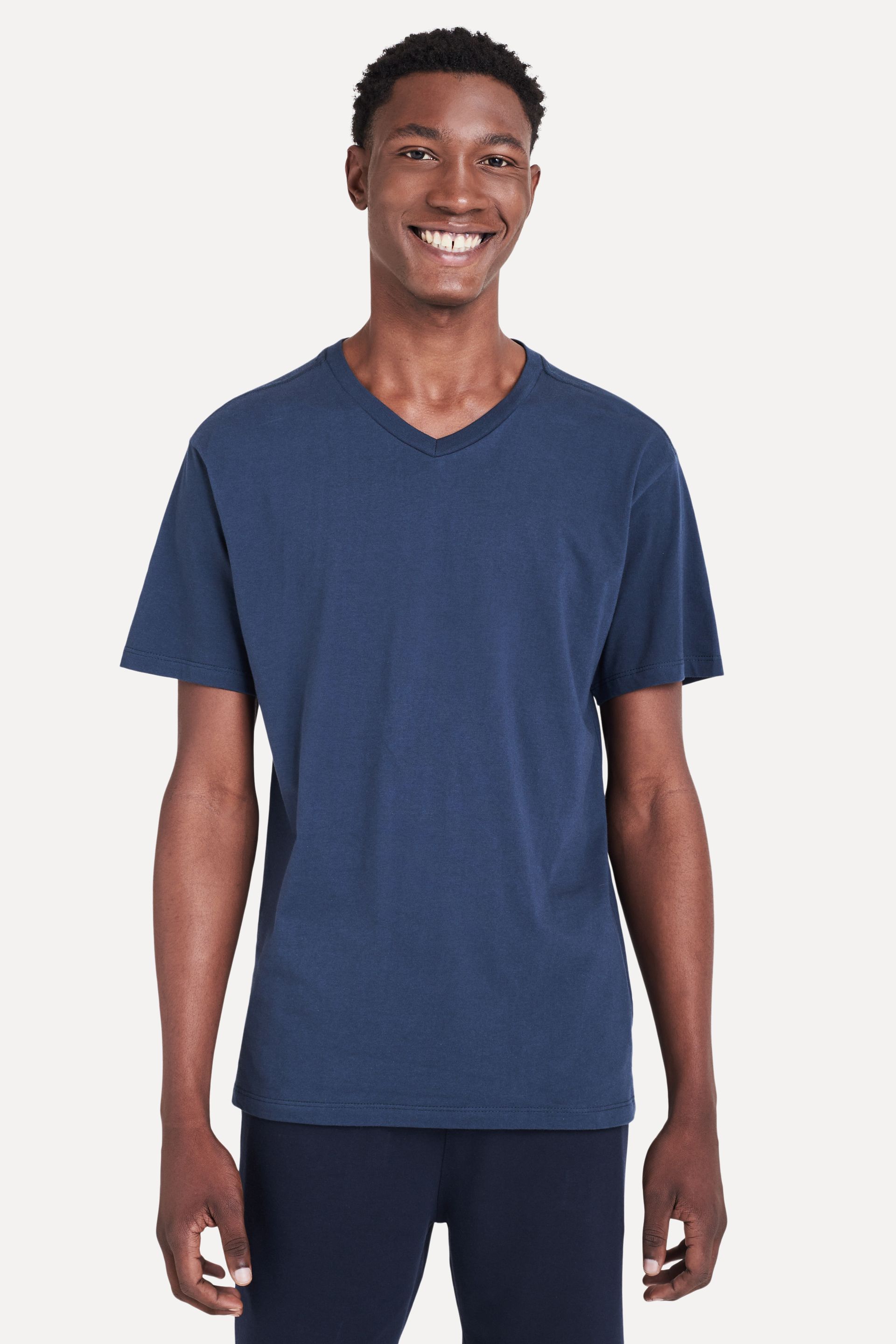 Camiseta Básica Masculina Simples Gola V Manga Curta