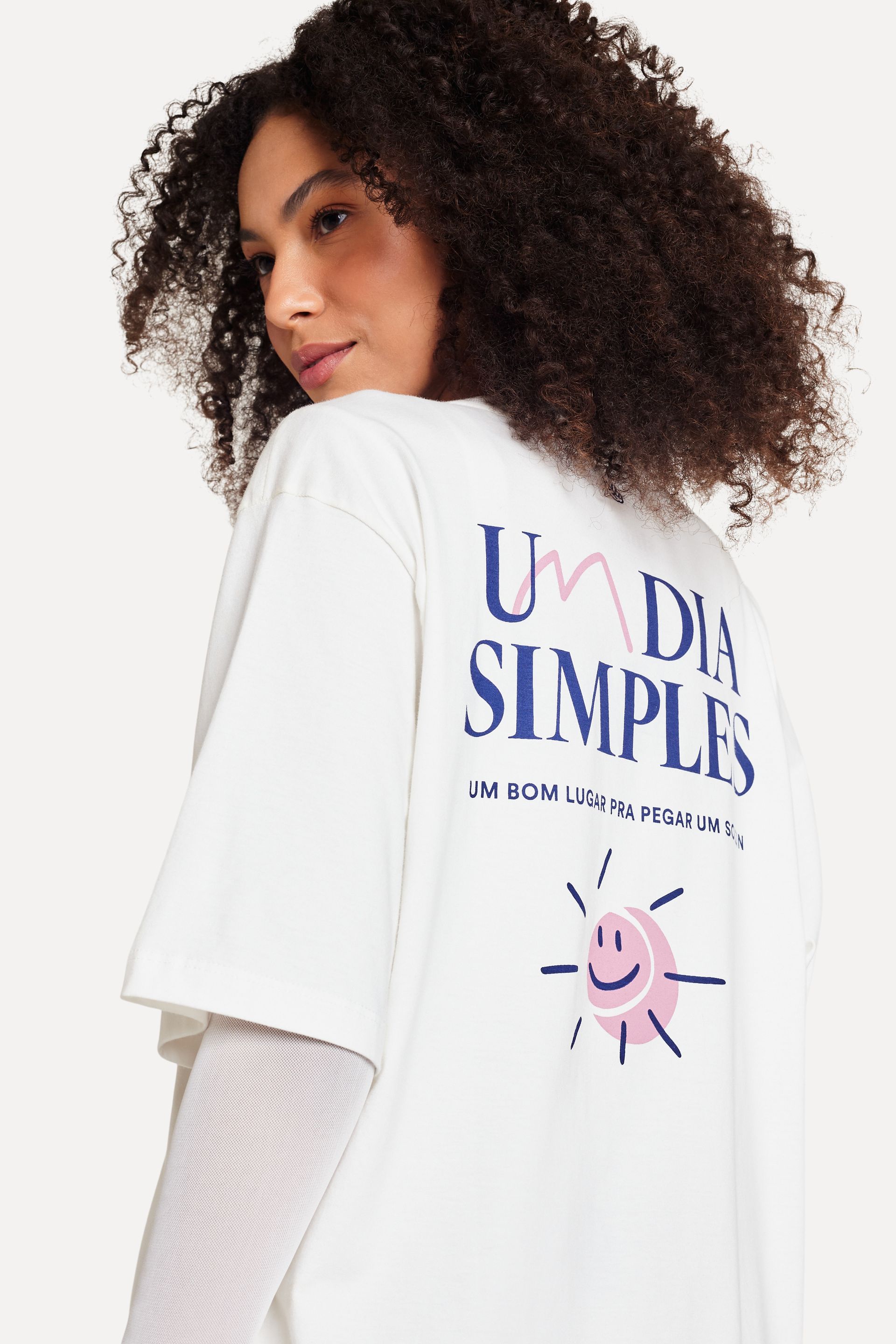 Camiseta Estampada Feminina Dia Simples Manga Curta