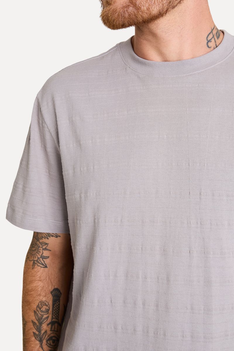 Camiseta Masculina de Algodão Maquinetado Manga Curta