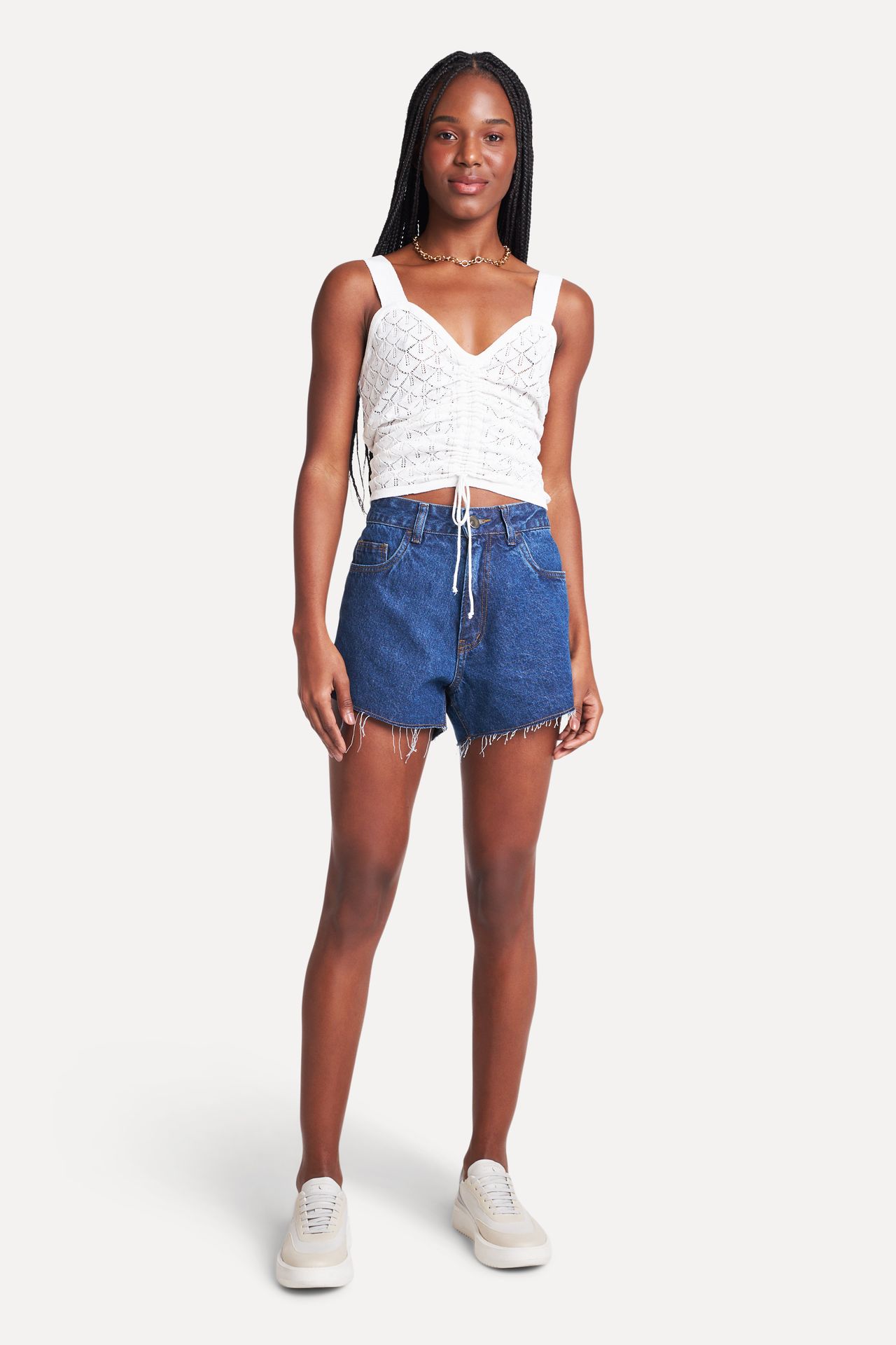 Short Jeans Feminino Barra Fio