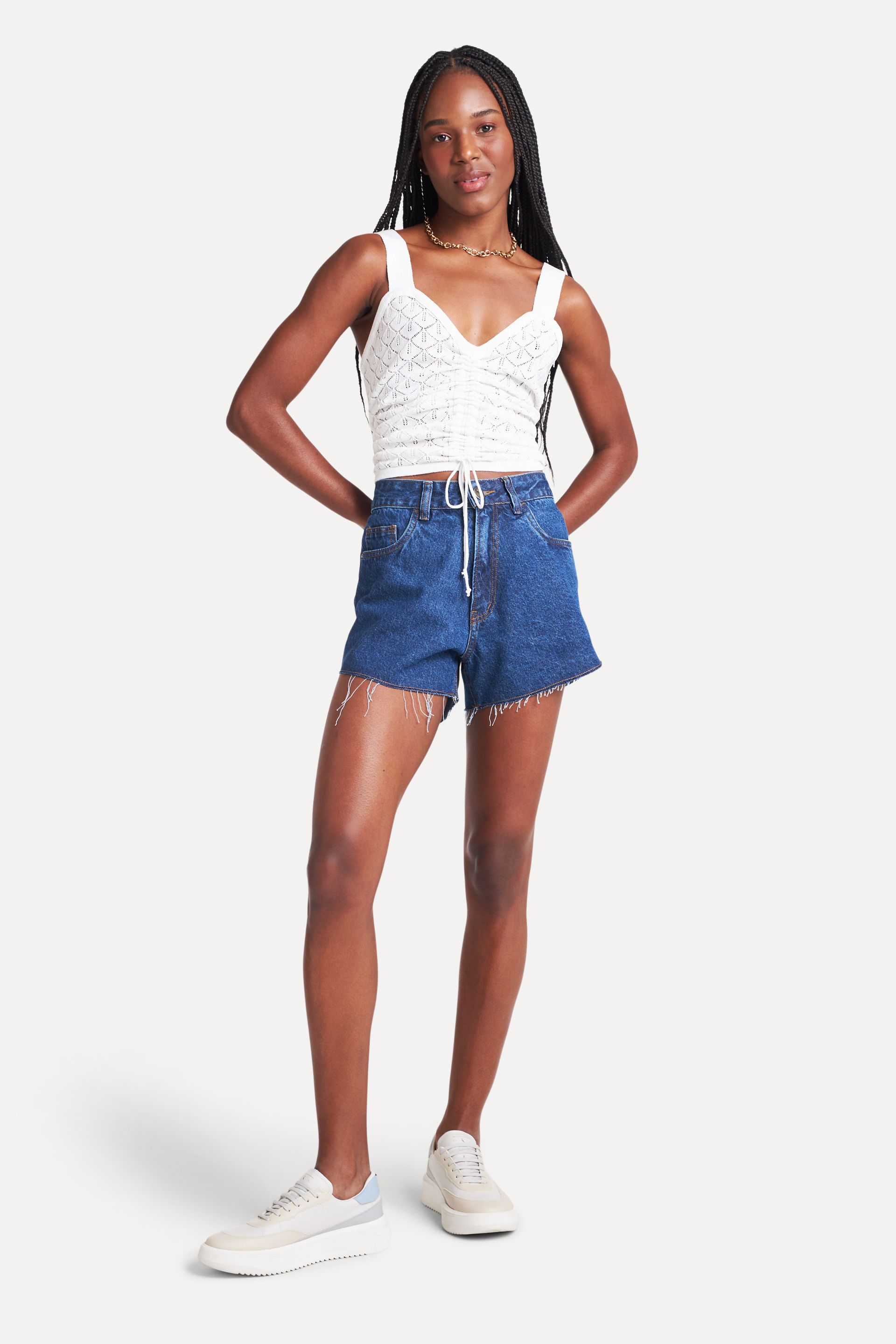 Short Jeans Feminino Barra Fio