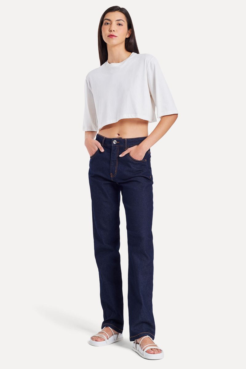 Calça Jeans Reta Feminina Simples