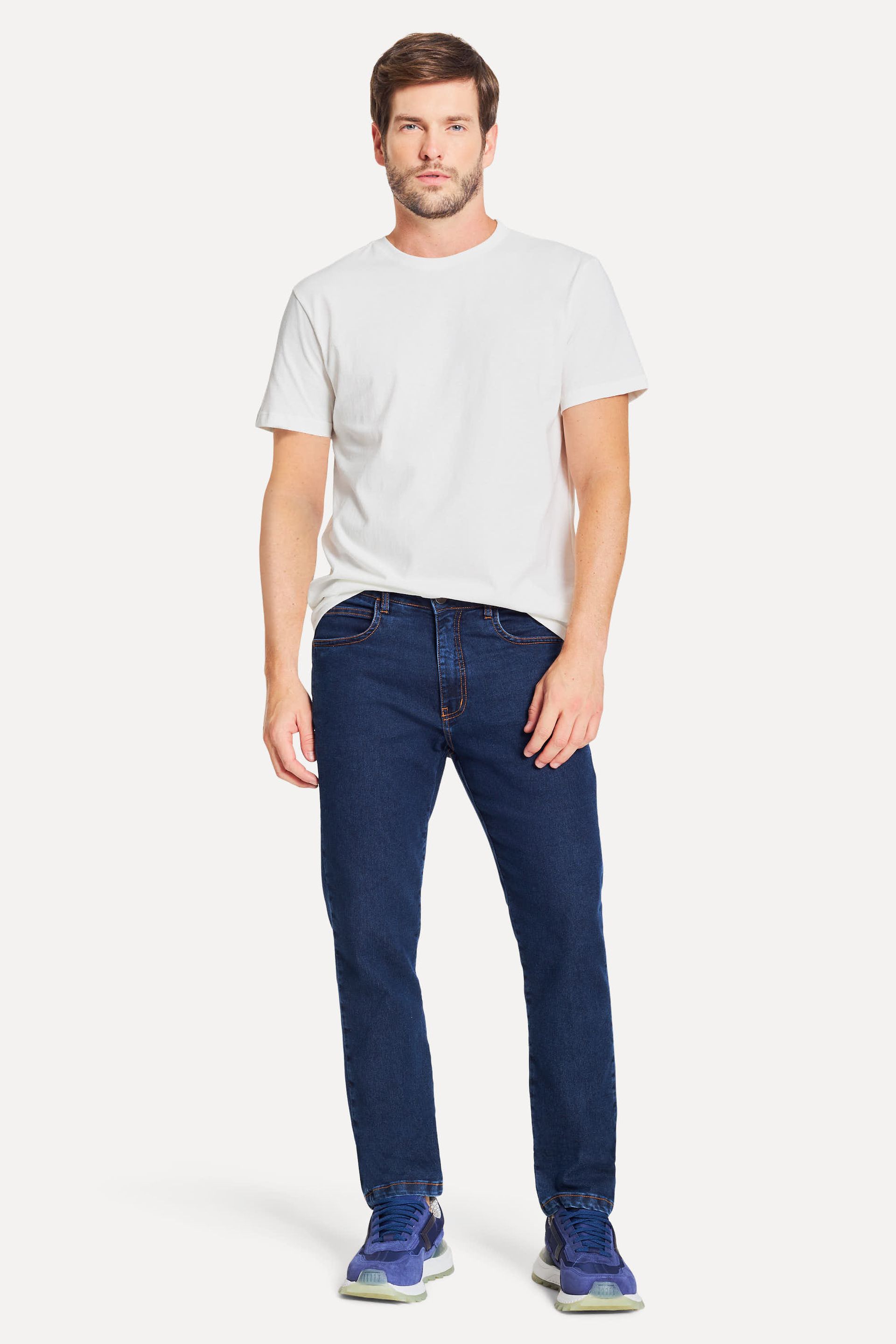 Calça Jeans Reta Masculina Simples