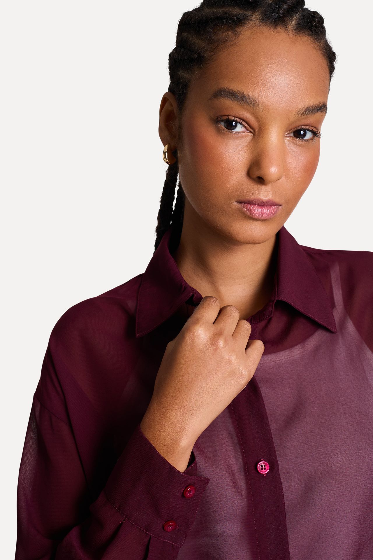 Camisa Feminina Transparência Manga Longa