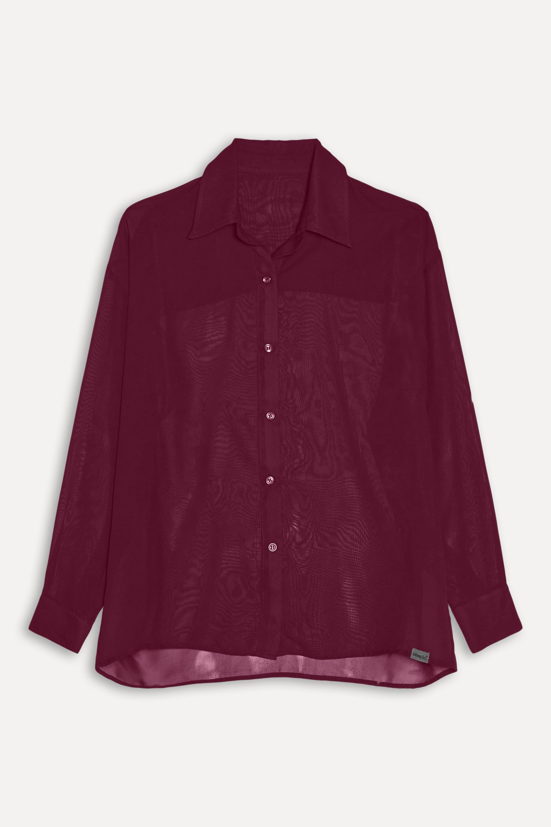 Camisa Feminina Transparência Manga Longa