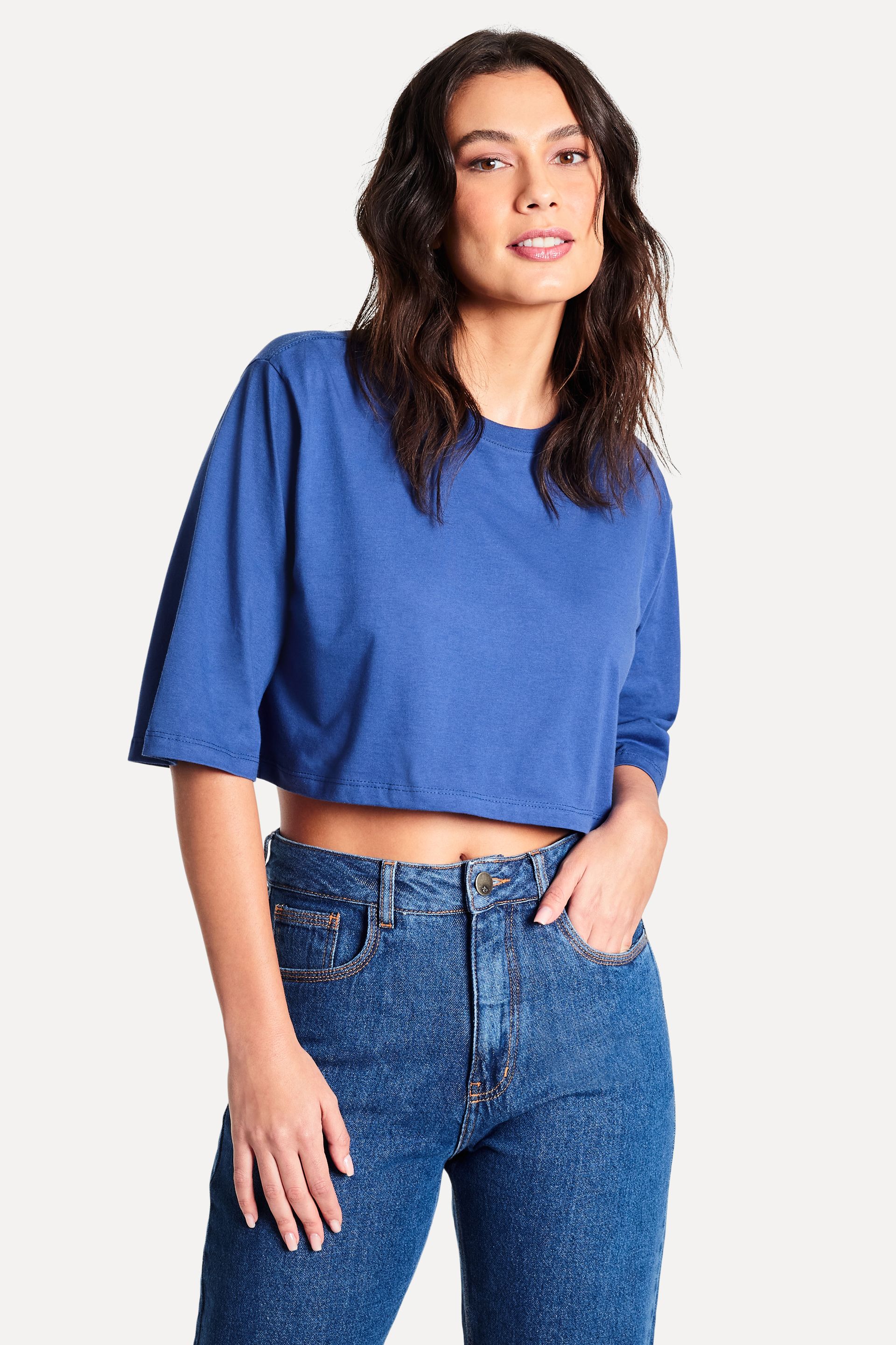 Camiseta Cropped Feminina Simples Manga Curta