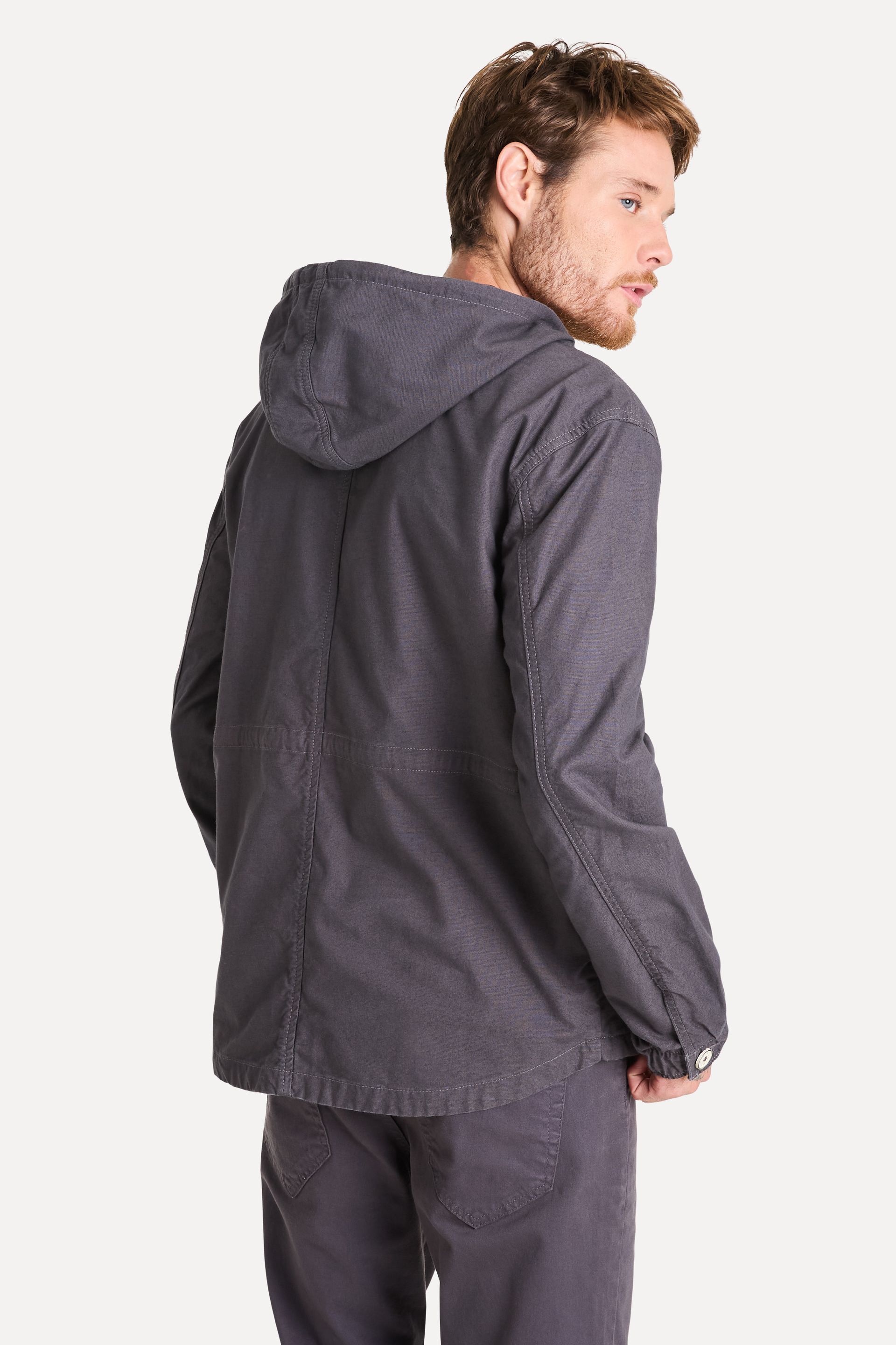 Jaqueta Parka Unisex de Sarja com Capuz Regulável