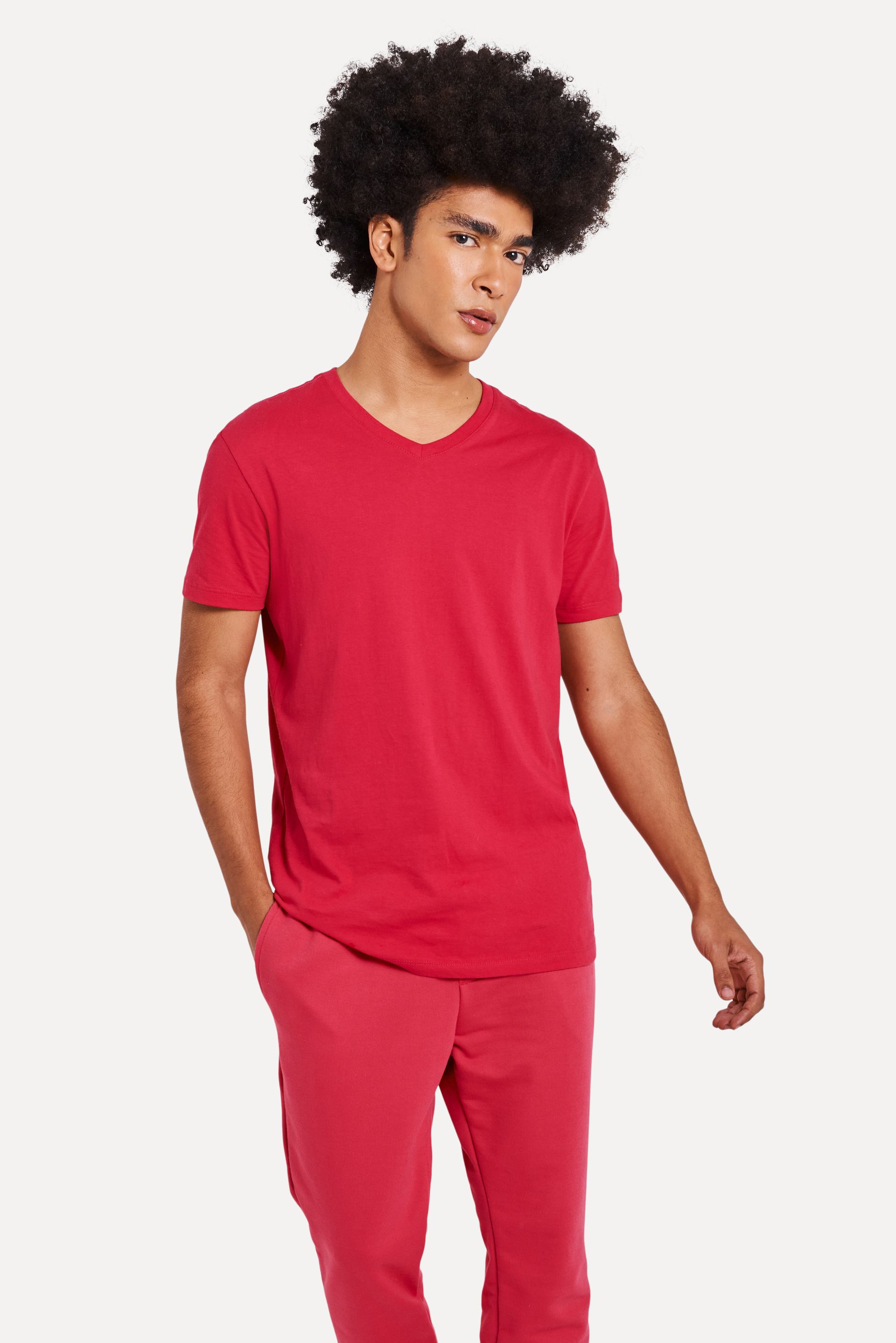 Camiseta Básica Masculina Simples Gola V Manga Curta