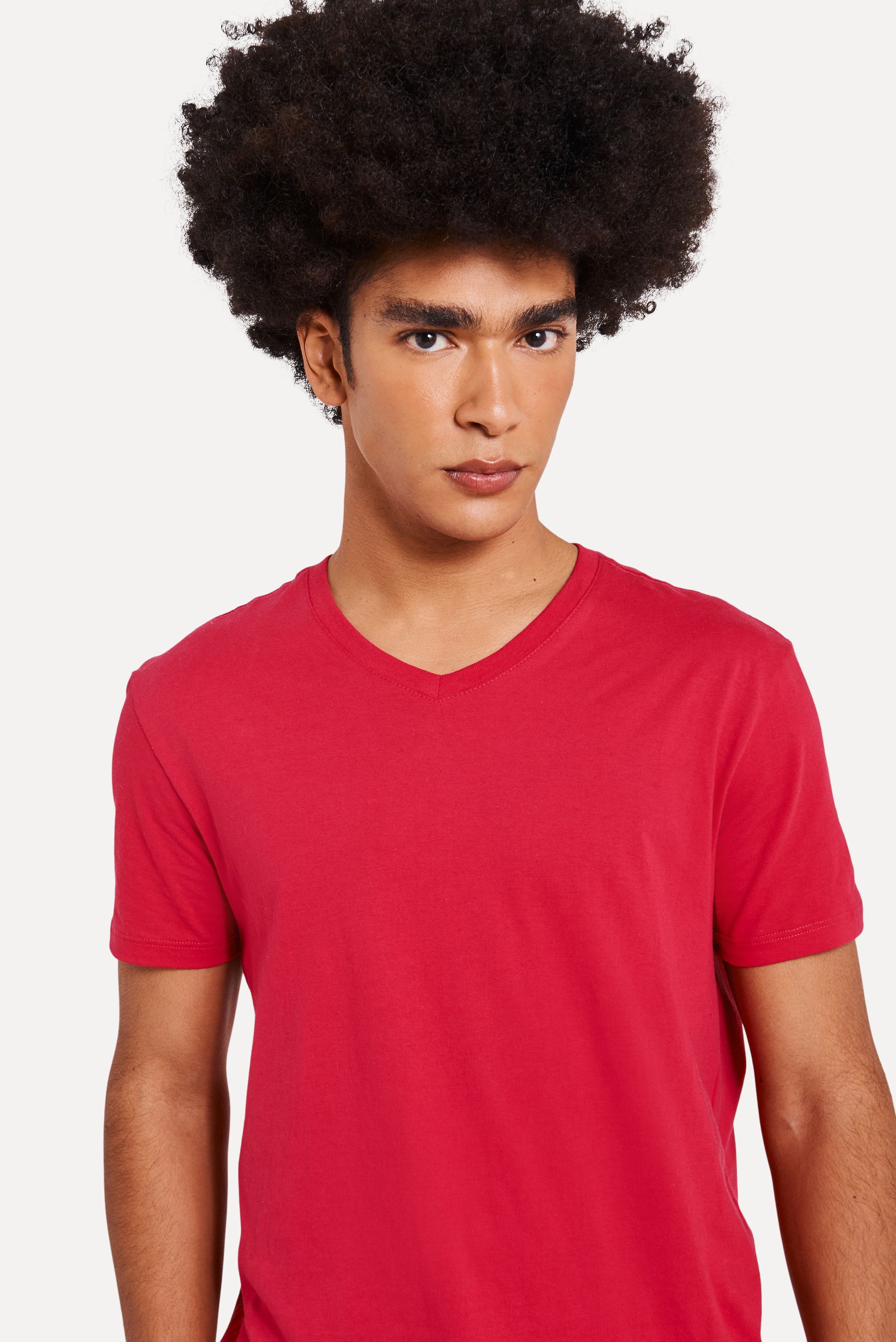 Camiseta Básica Masculina Simples Gola V Manga Curta