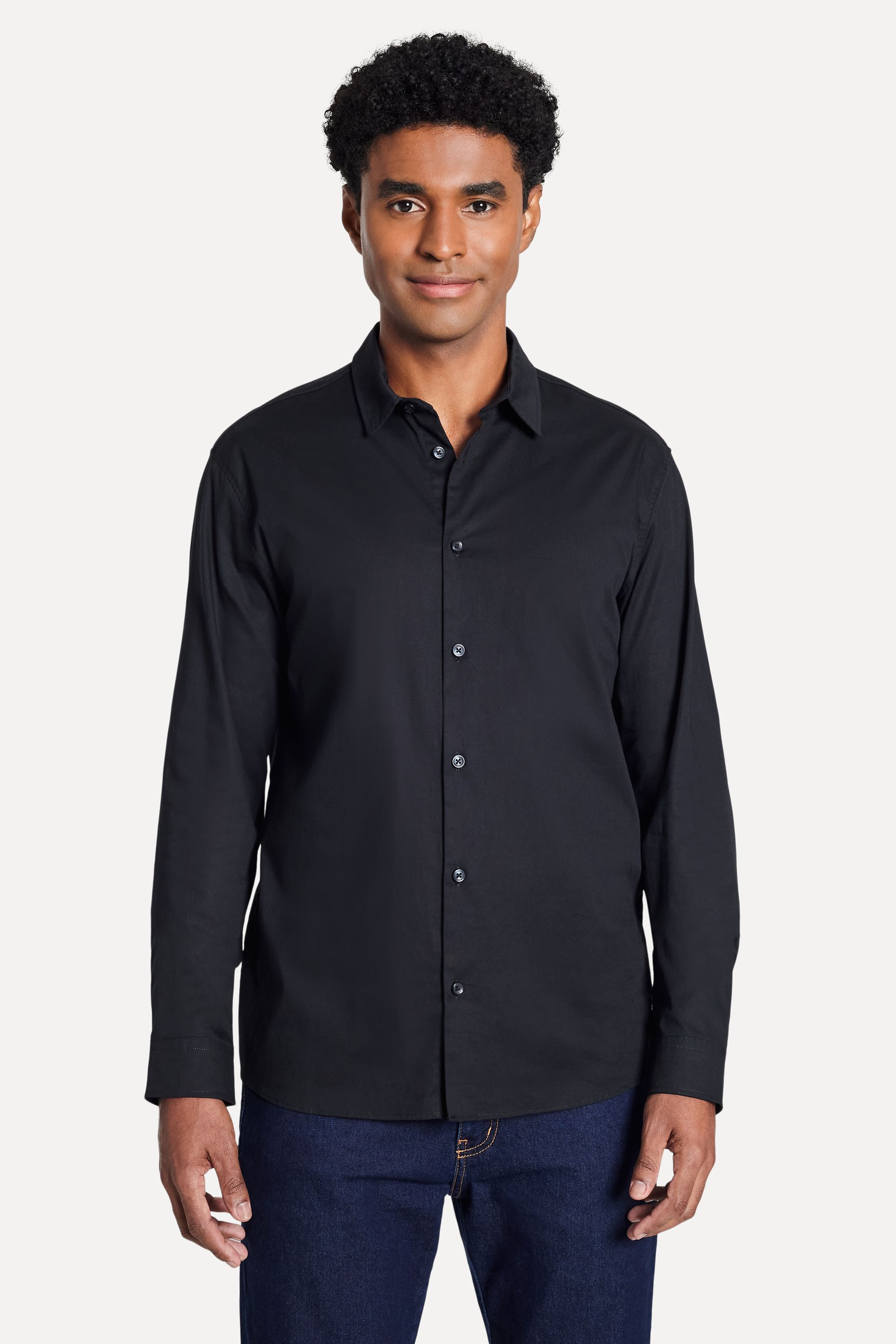 Camisa Básica Masculina Tricoline Manga Longa