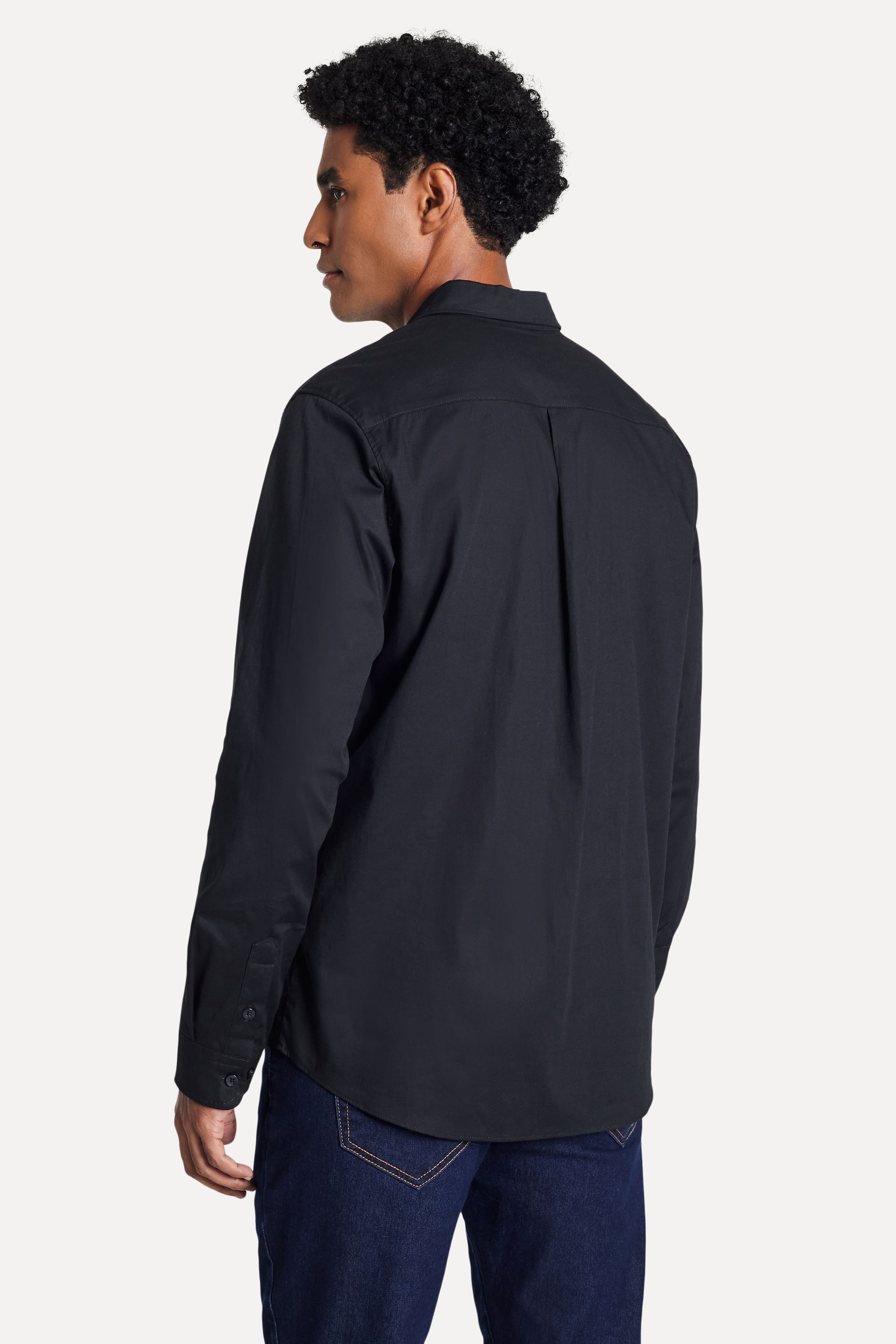 Camisa Básica Masculina Tricoline Manga Longa