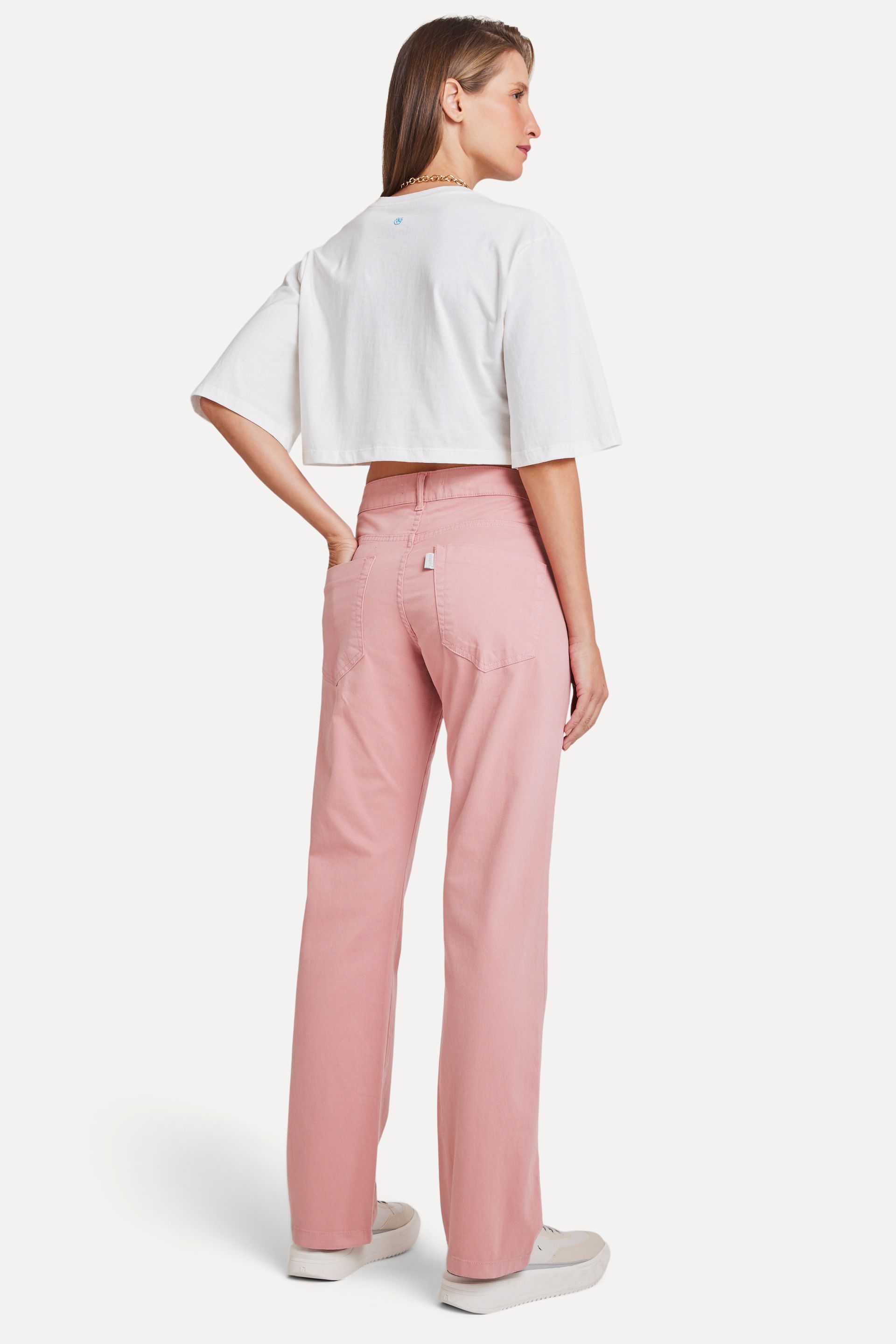 Calça de Sarja Reta Feminina Color
