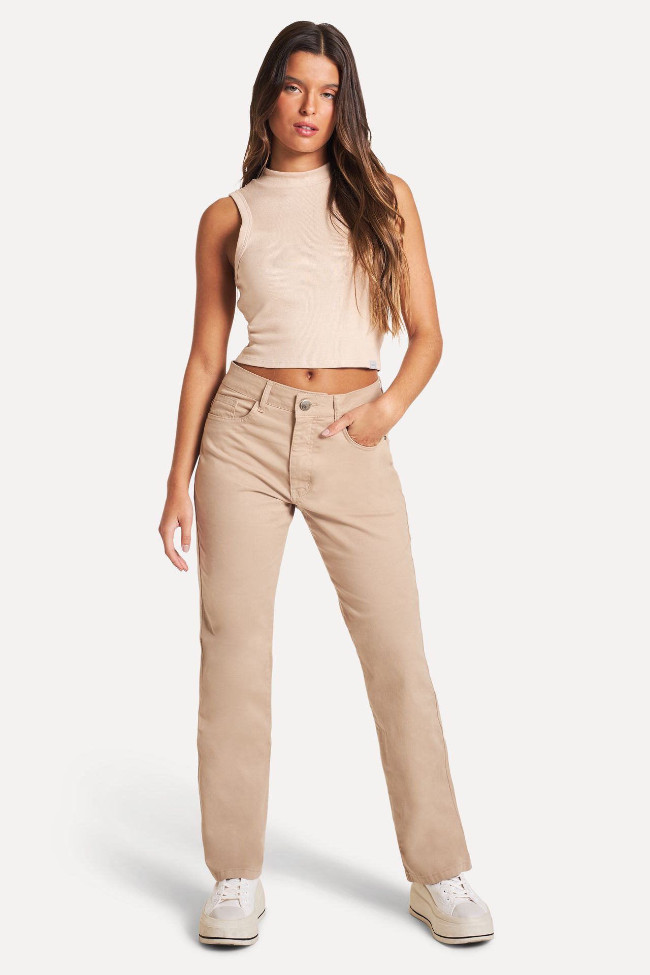 Calça de Sarja Reta Feminina Color