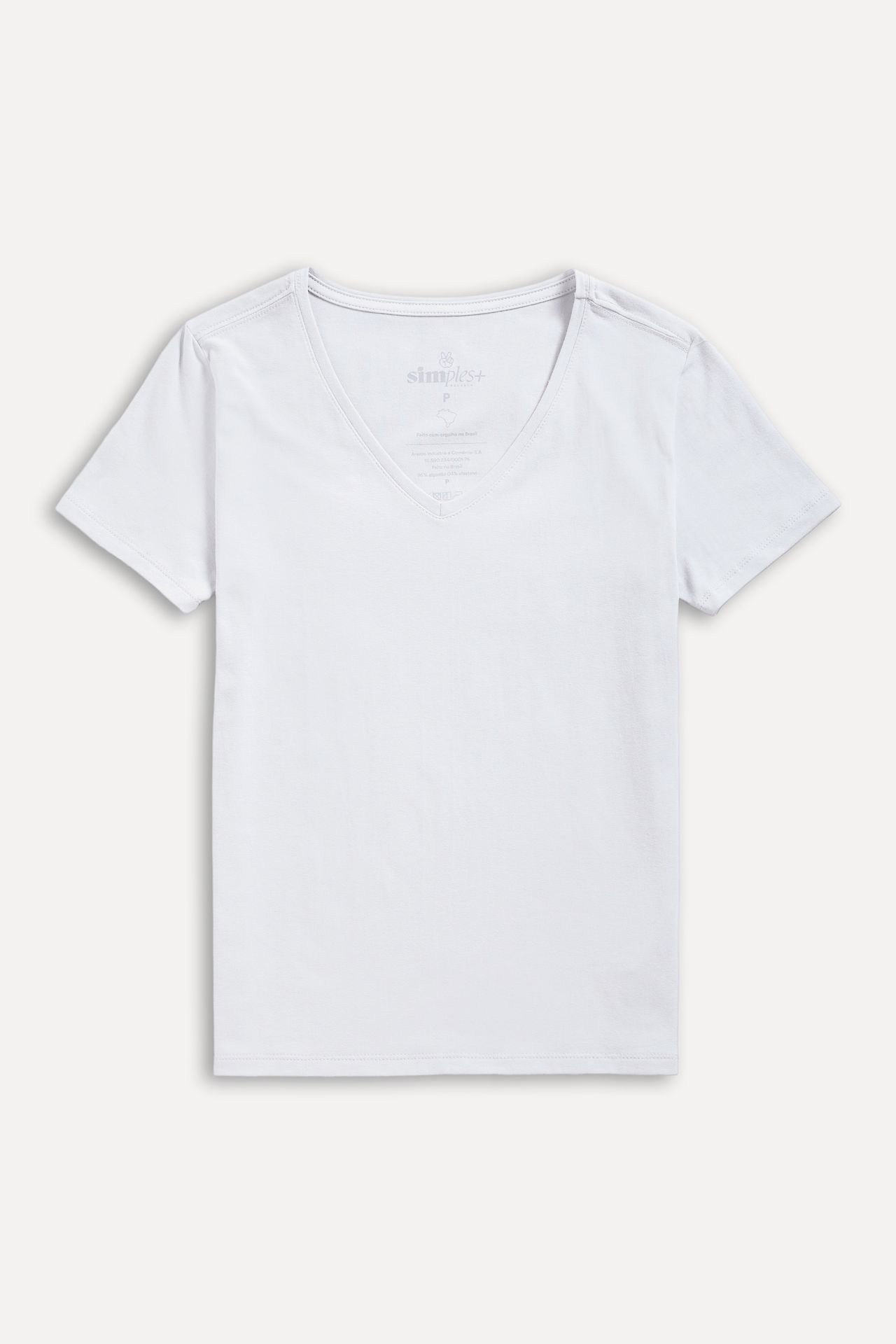 Camiseta Básica Feminina Simples + de Manga Curta com Decote V