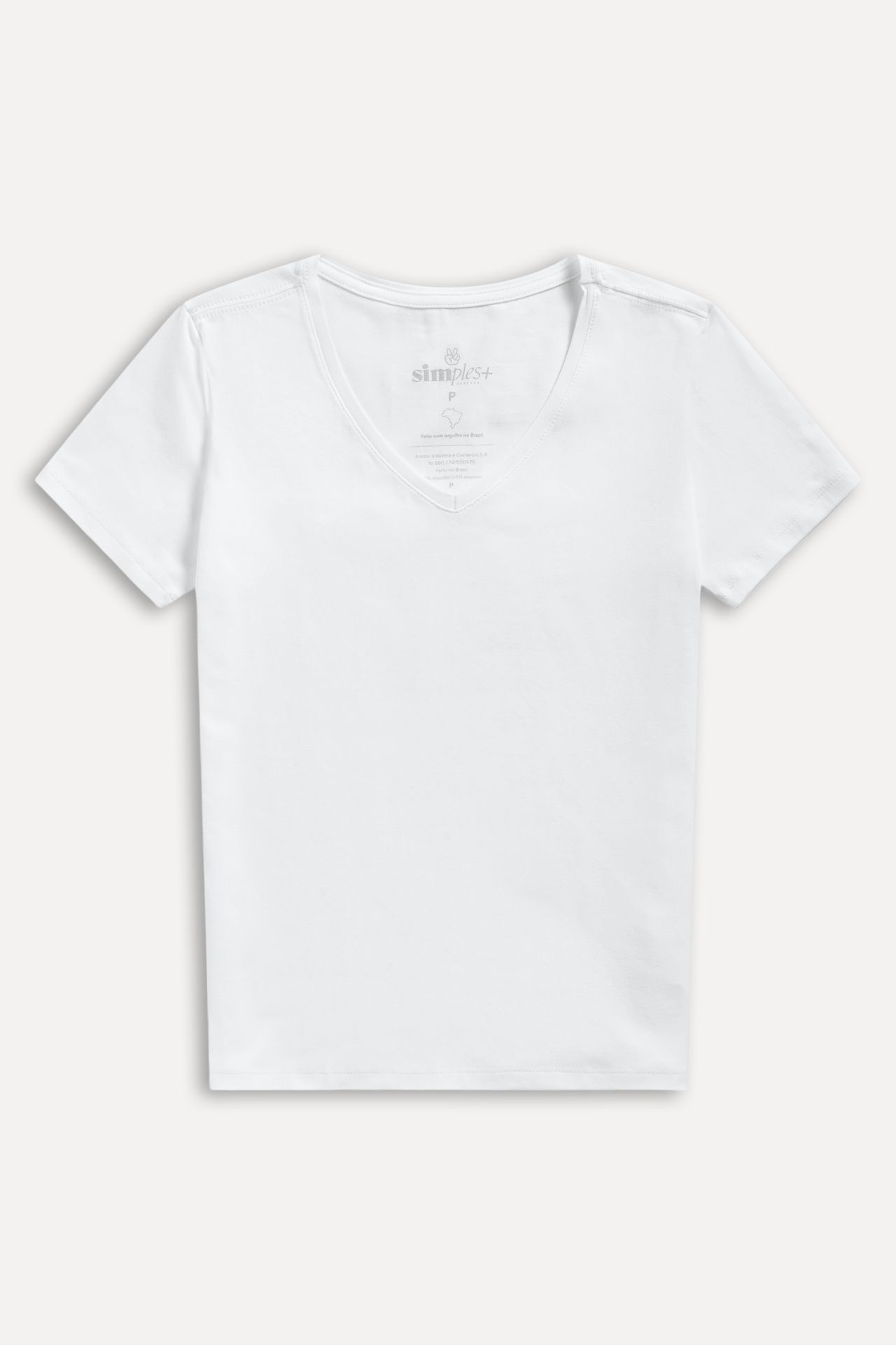 Camiseta Básica Feminina Simples + de Manga Curta com Decote V