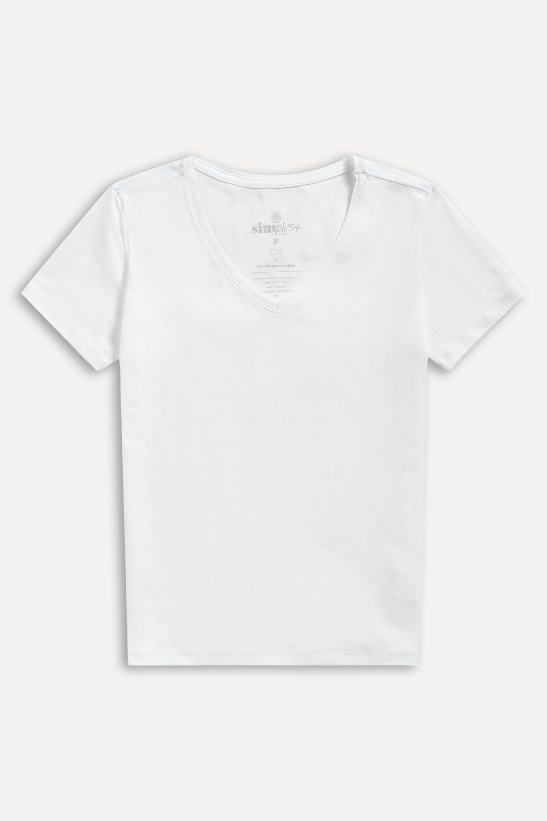 Camiseta Básica Feminina Simples + de Manga Curta com Decote V