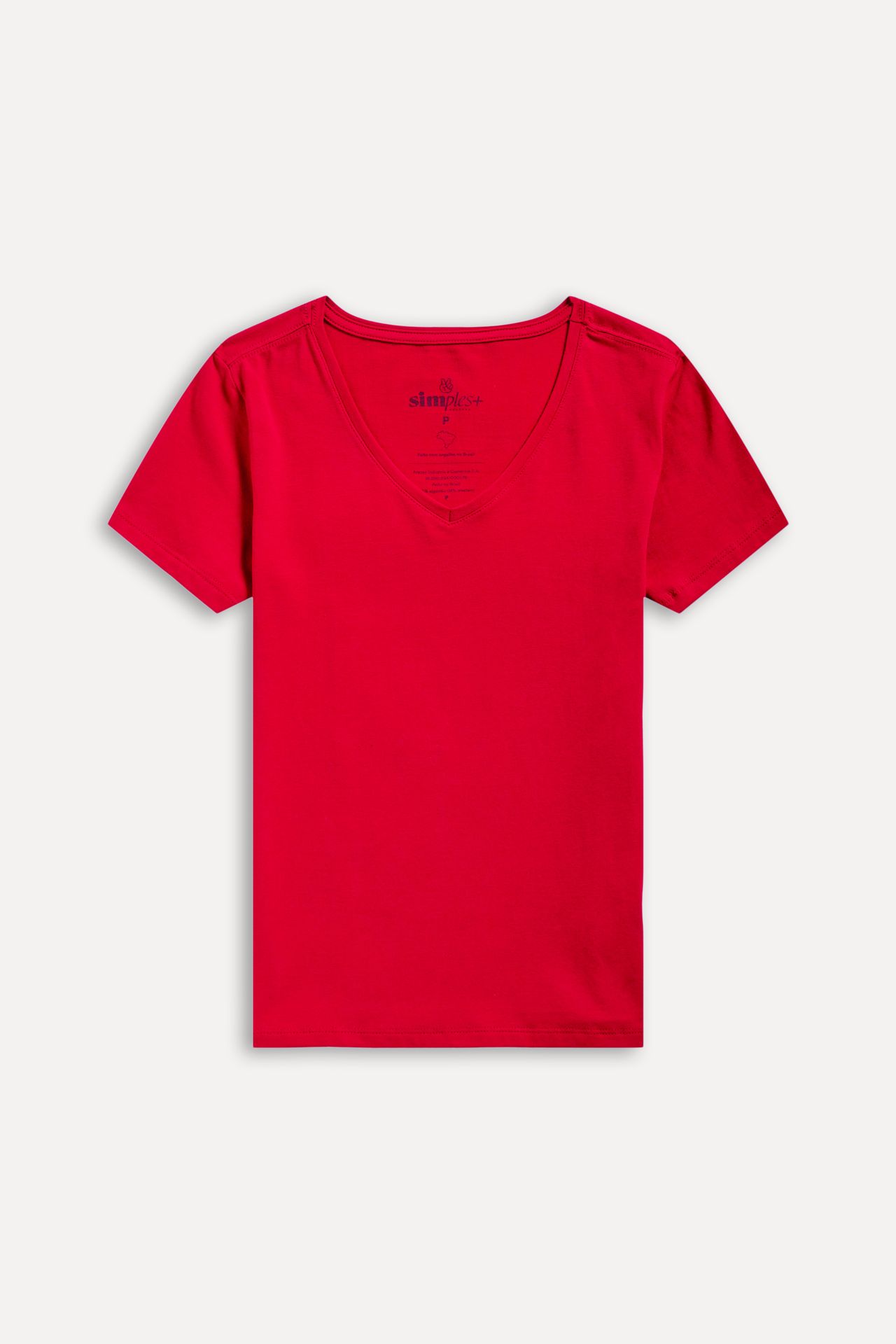 Camiseta Básica Feminina Simples + de Manga Curta com Decote V