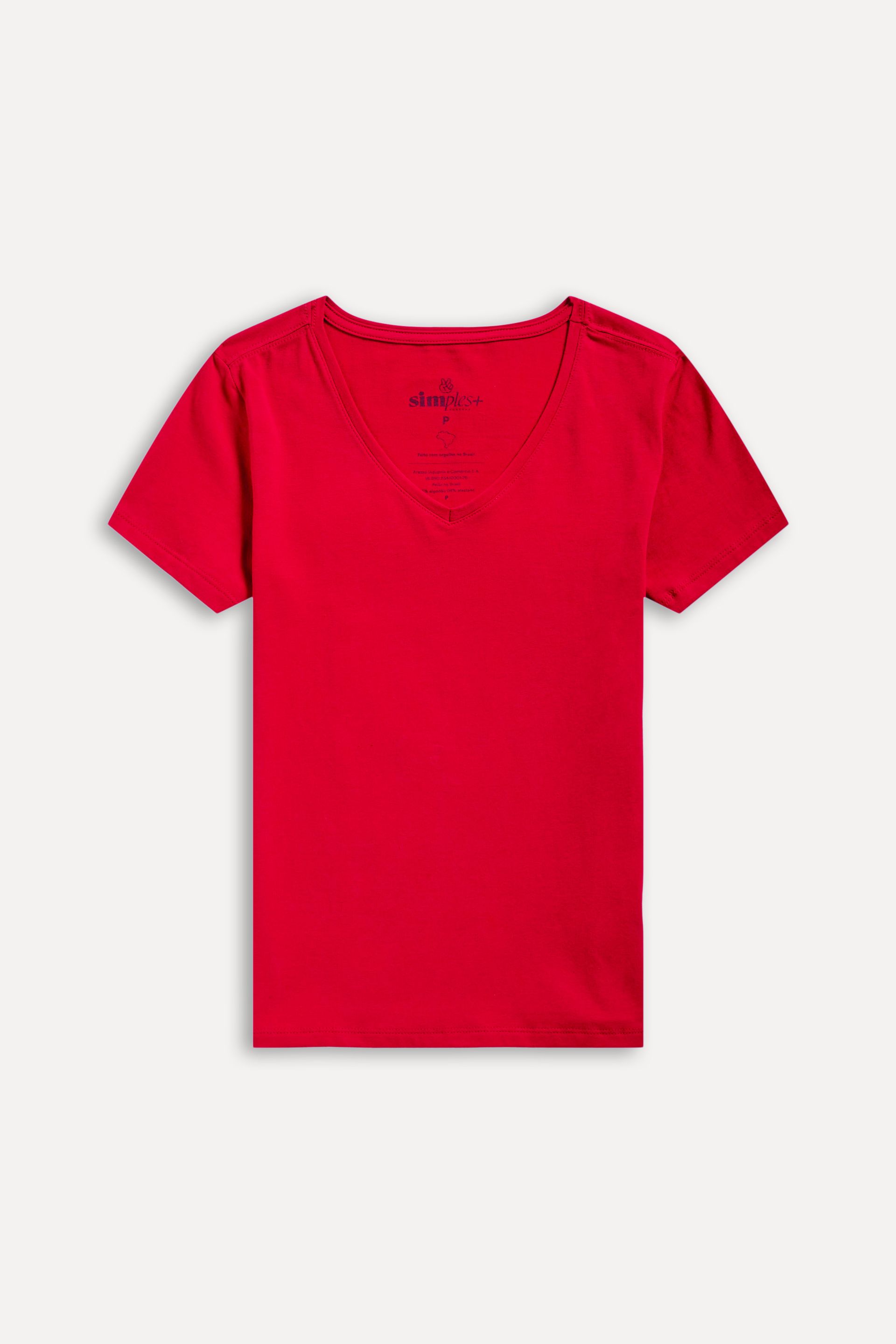Camiseta Básica Feminina Simples + de Manga Curta com Decote V
