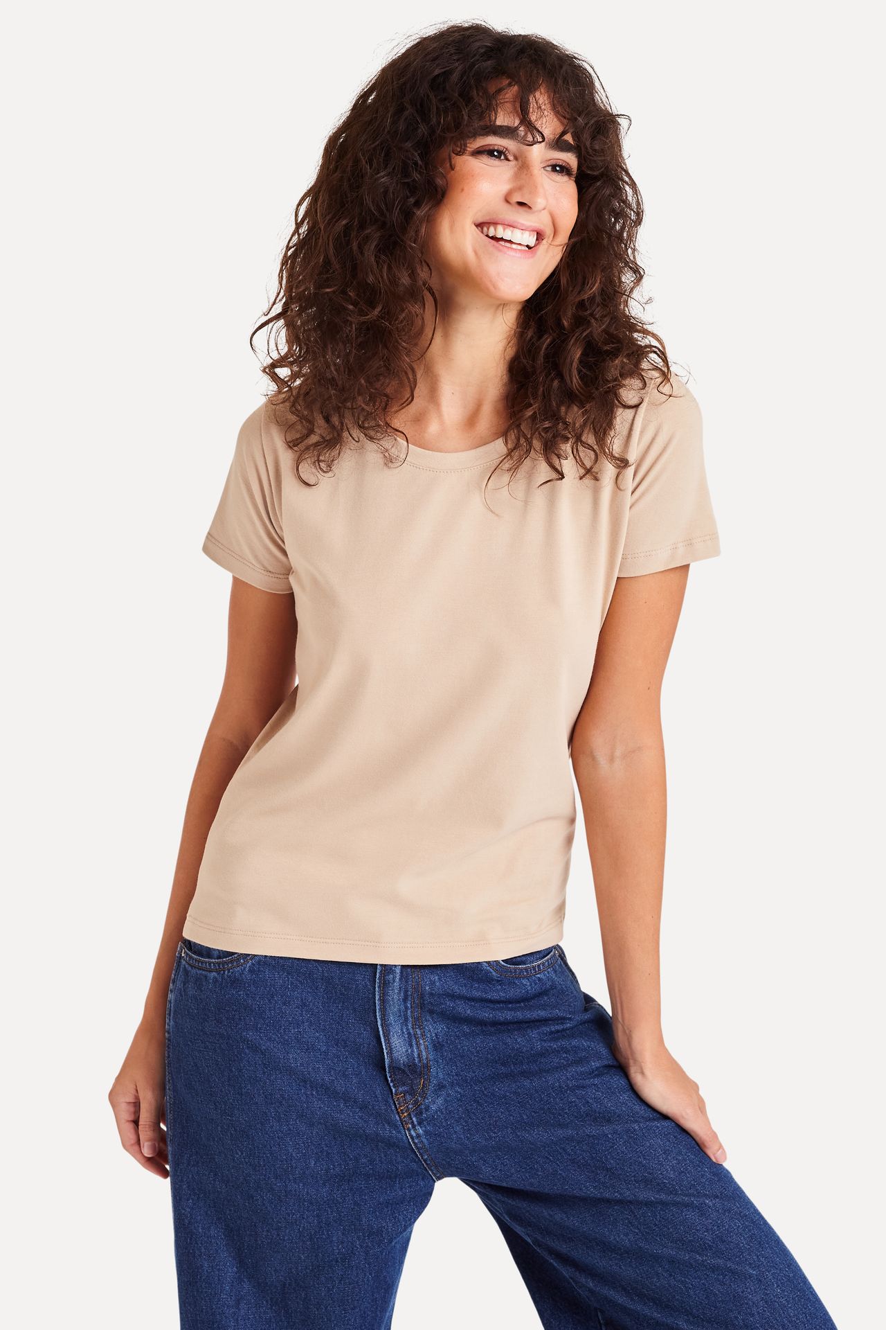 Camiseta Básica Feminina Simples + de Manga Curta