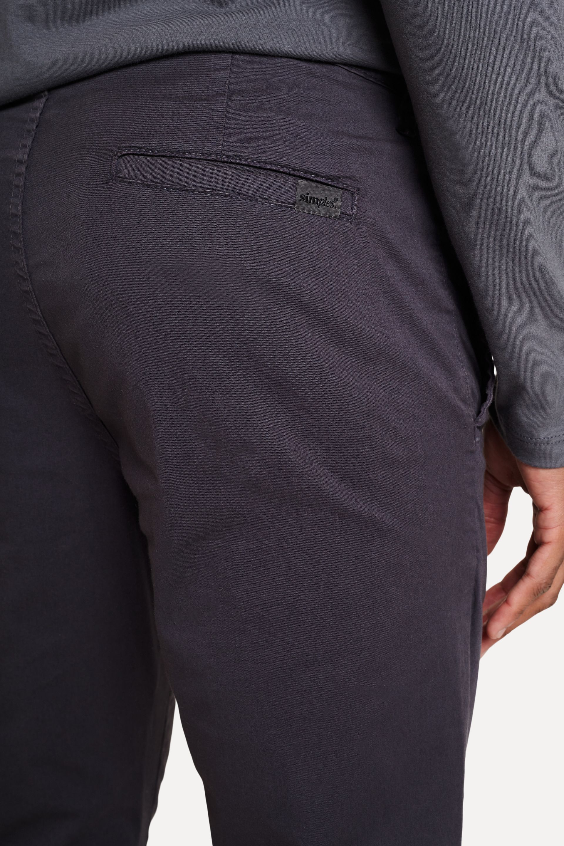 Calça Chino Reta Masculina Simples de Sarja