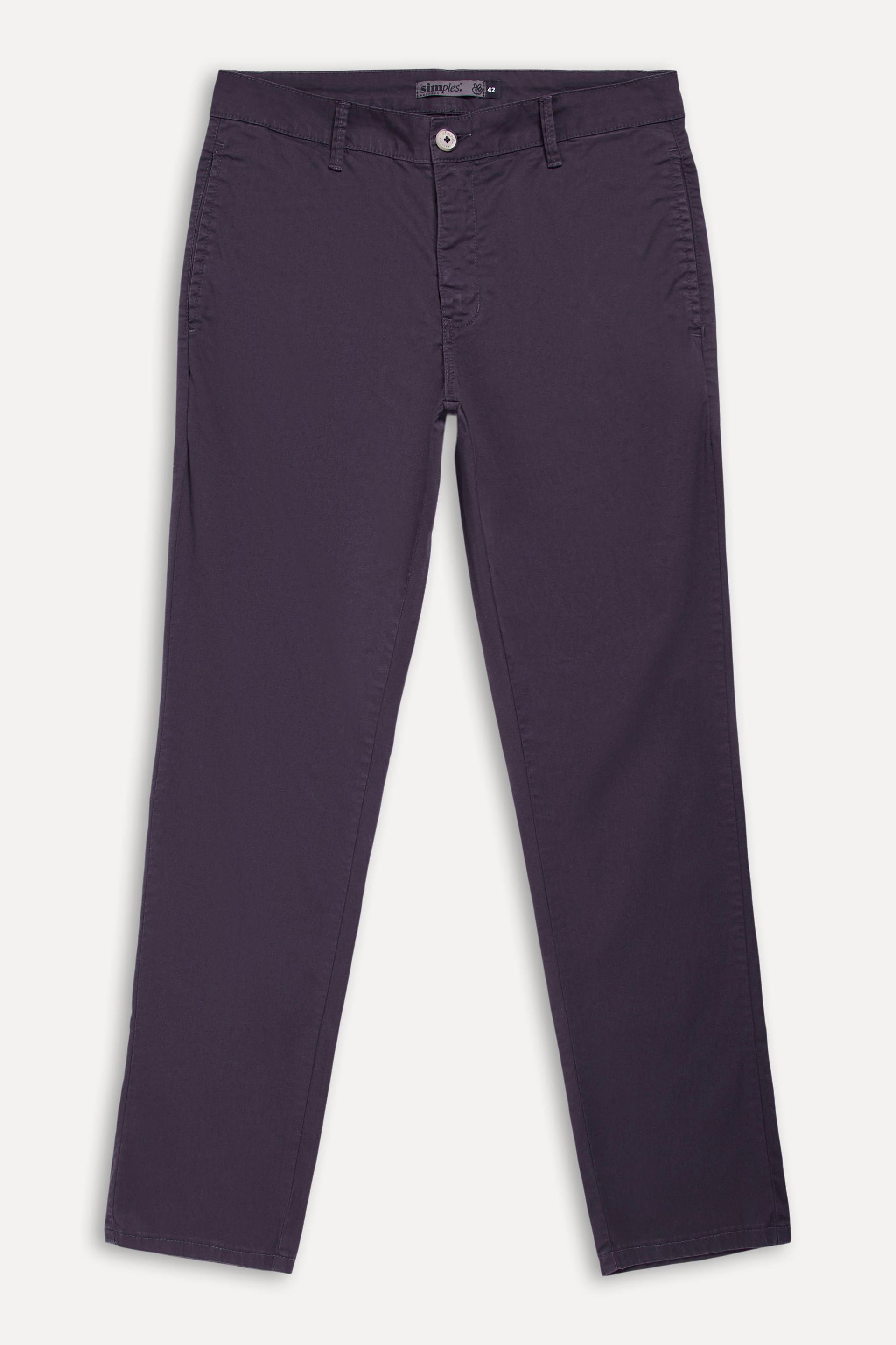 Calça Chino Reta Masculina Simples de Sarja