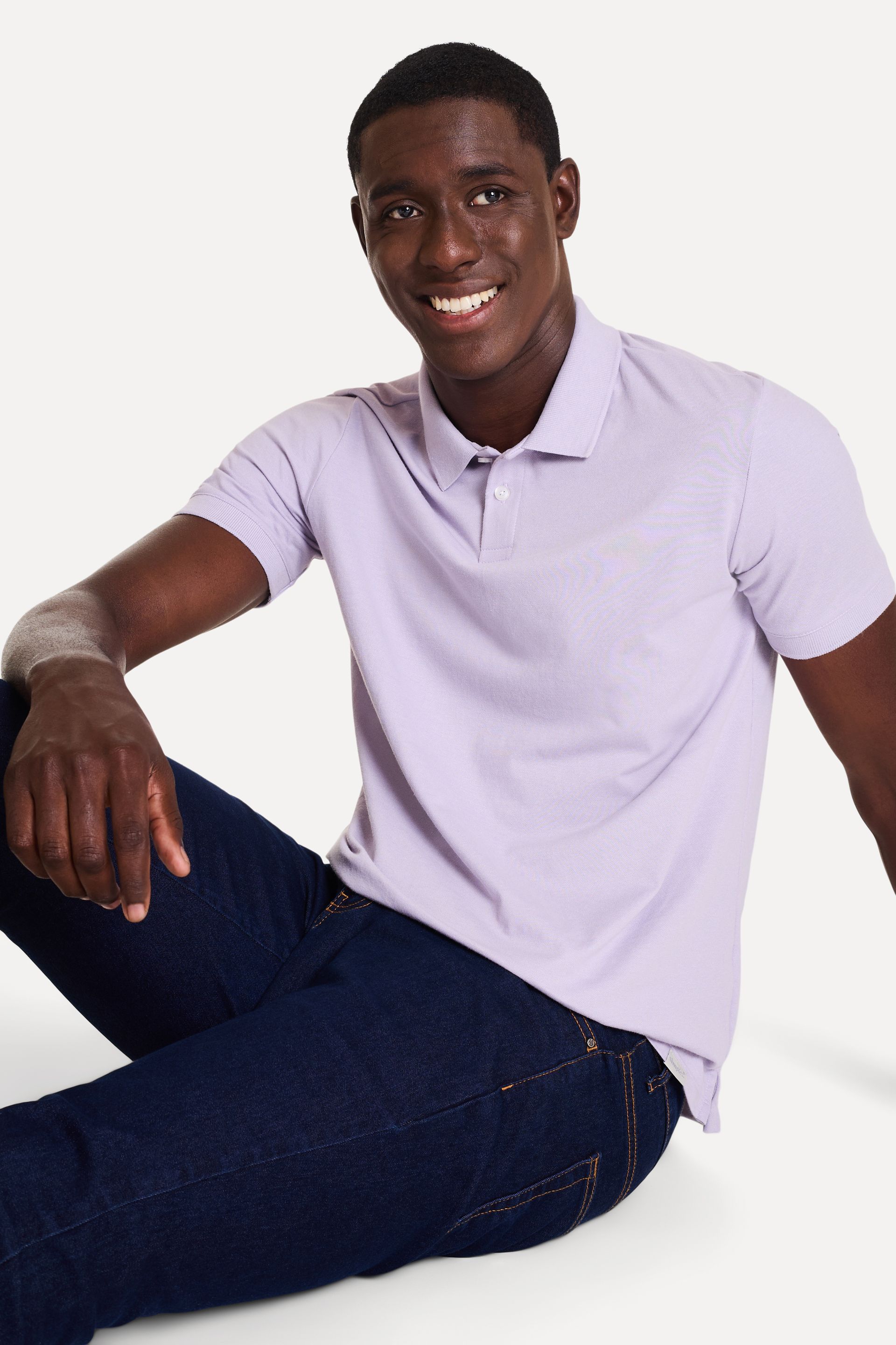 Polo Básica Masculina Piquet Fenda Lateral