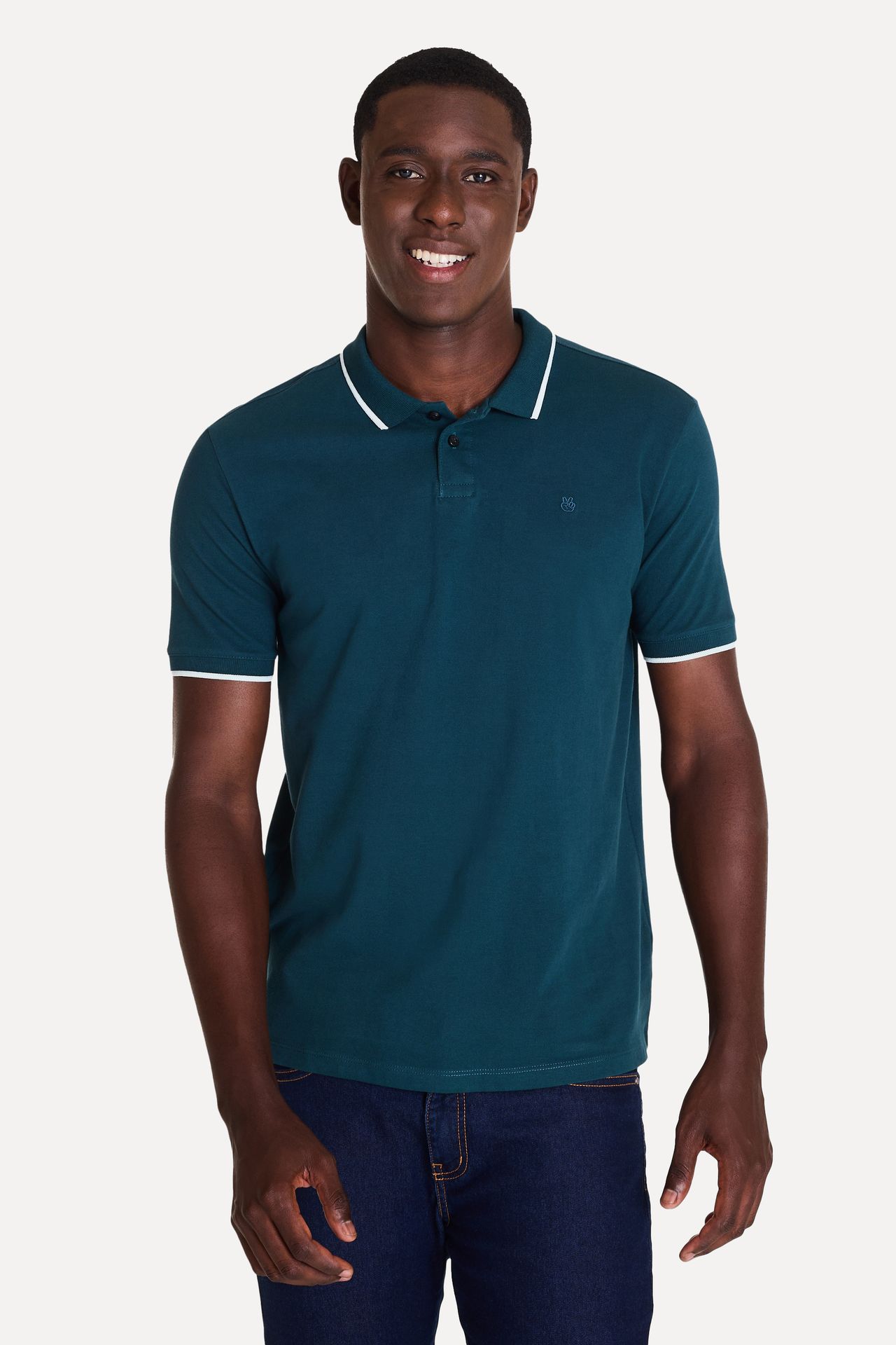 Polo Básica Masculina Gola Frisos