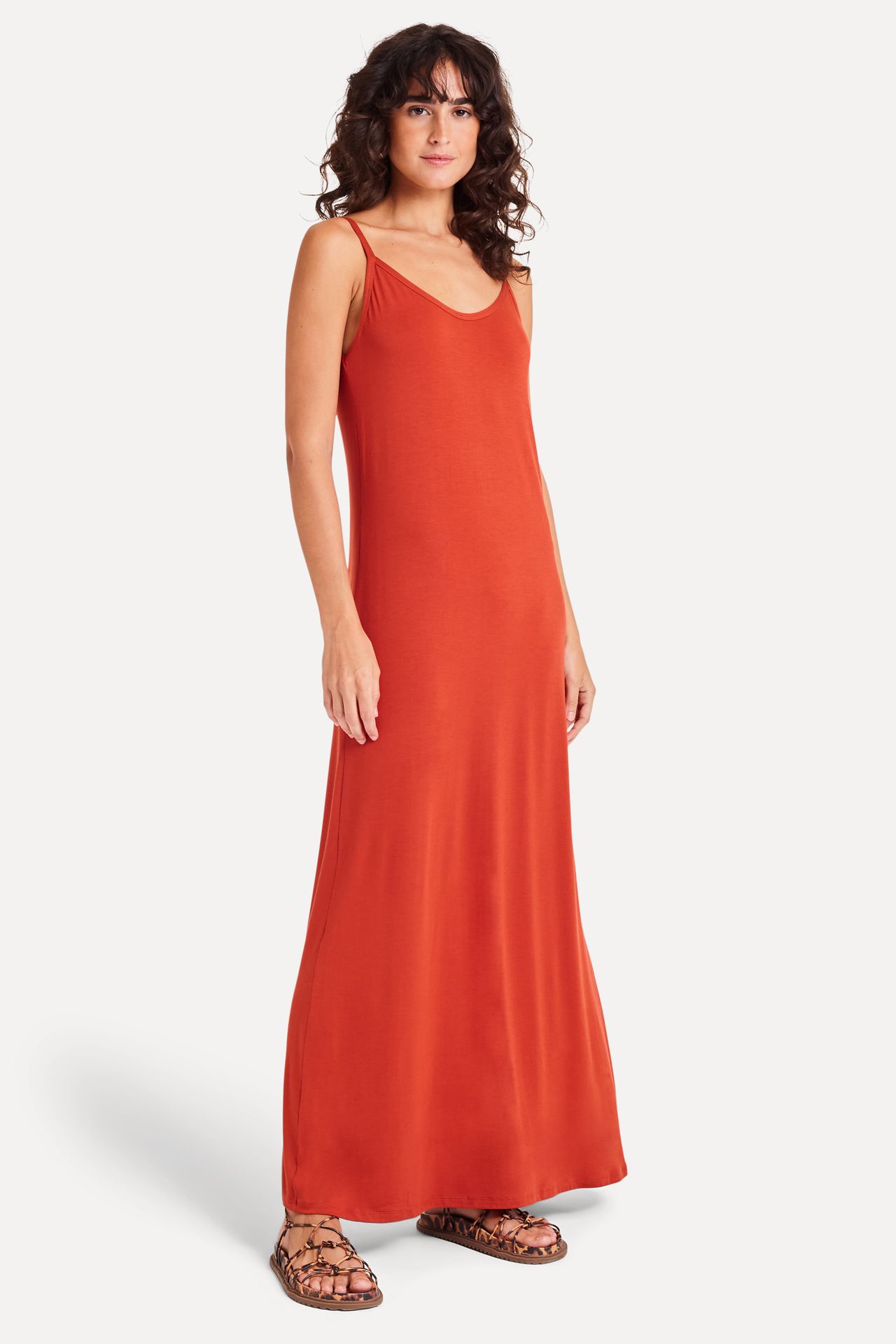 Vestido Slip Dress Feminino Longo de Malha