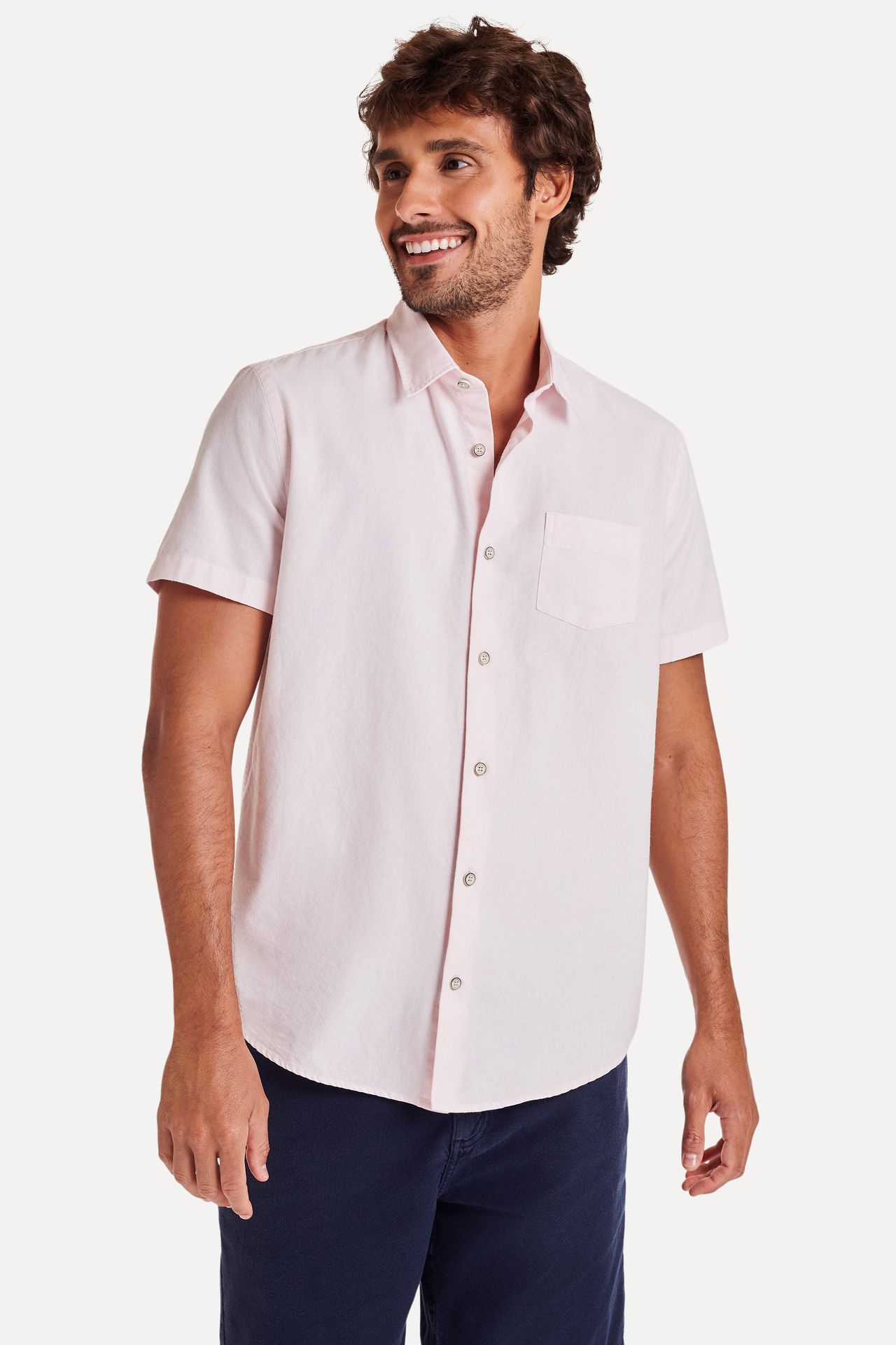 Camisa Oxford Masculina Manga Curta