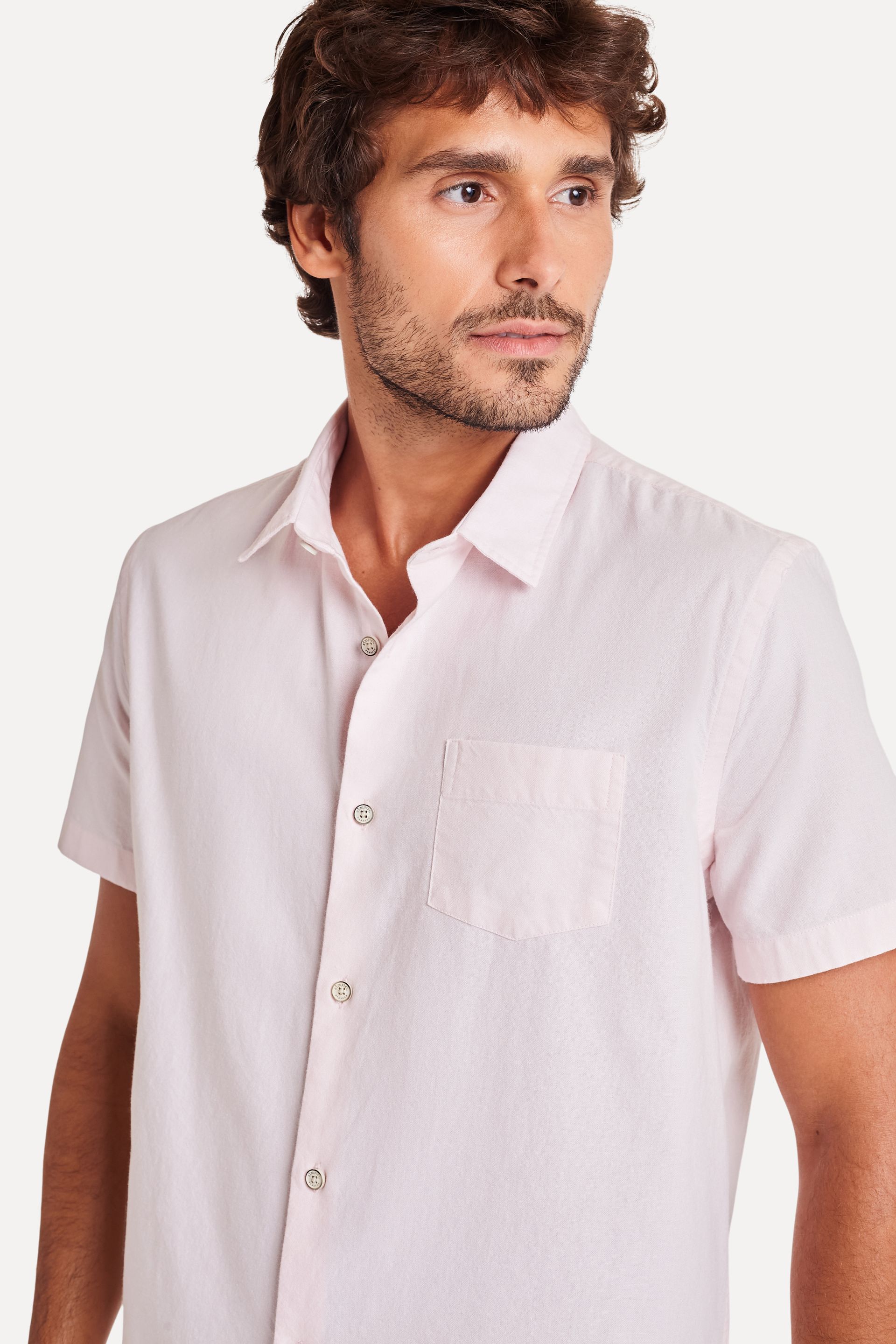 Camisa Oxford Masculina Manga Curta