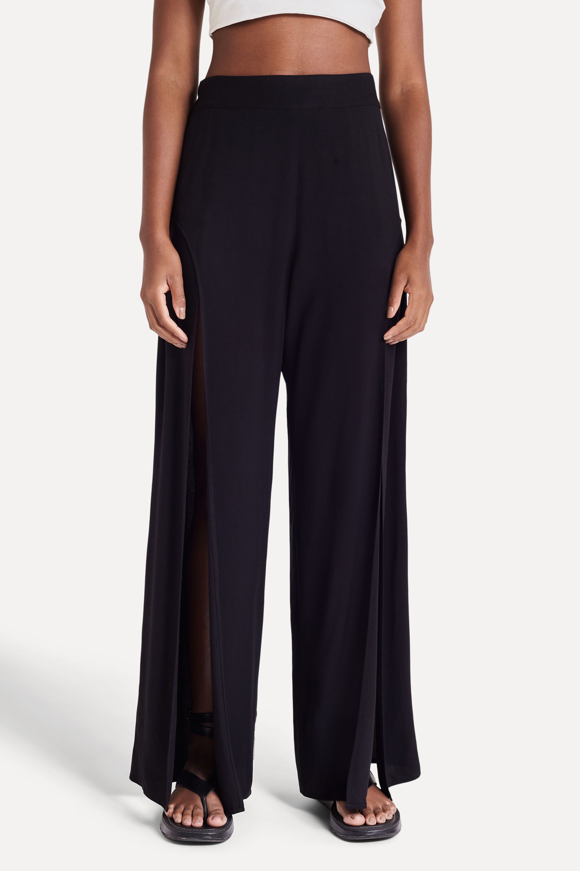 Calça Pantalona Feminina Fendas Laterais