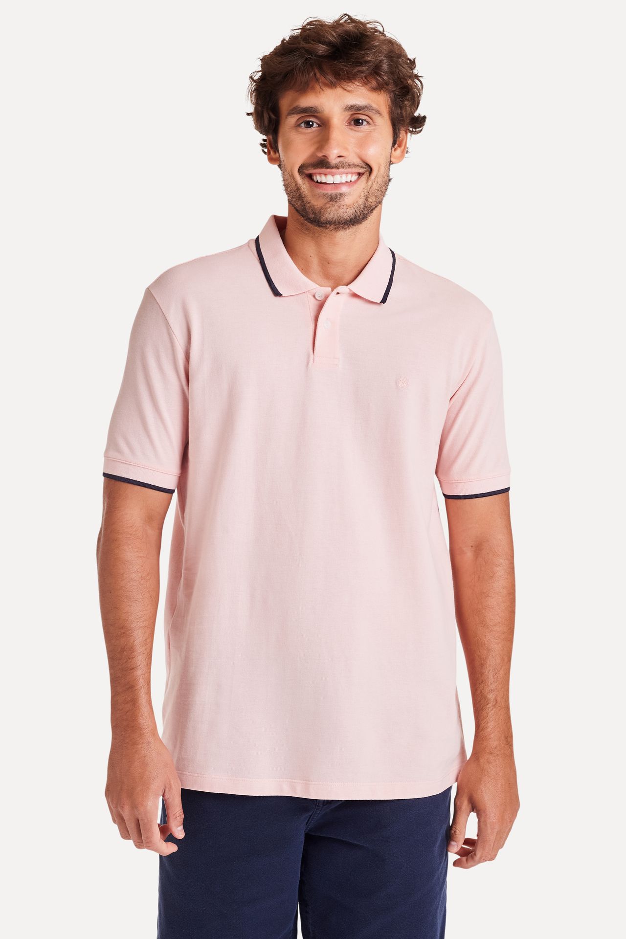 Polo Básica Masculina Gola Frisos