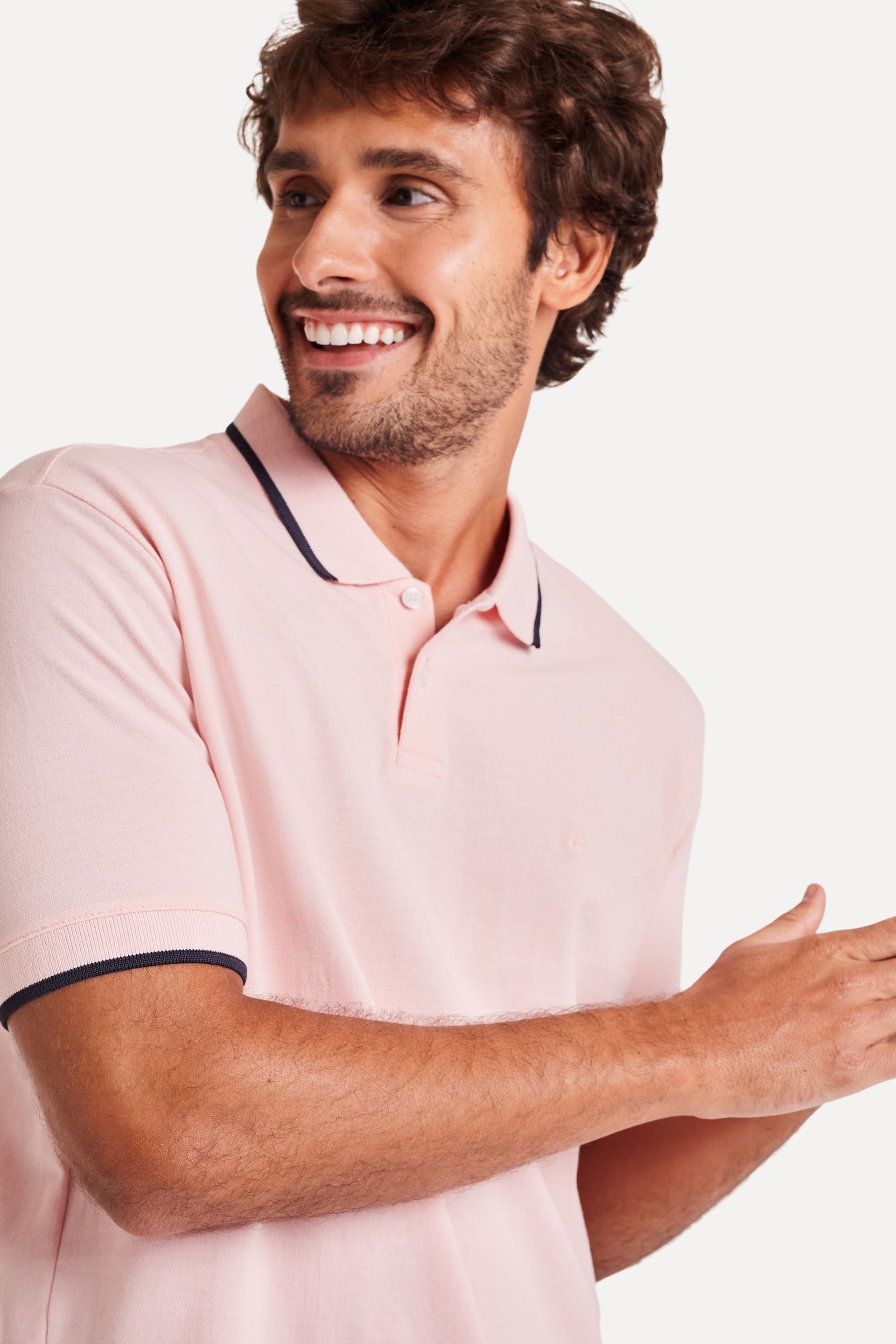 Polo Básica Masculina Gola Frisos