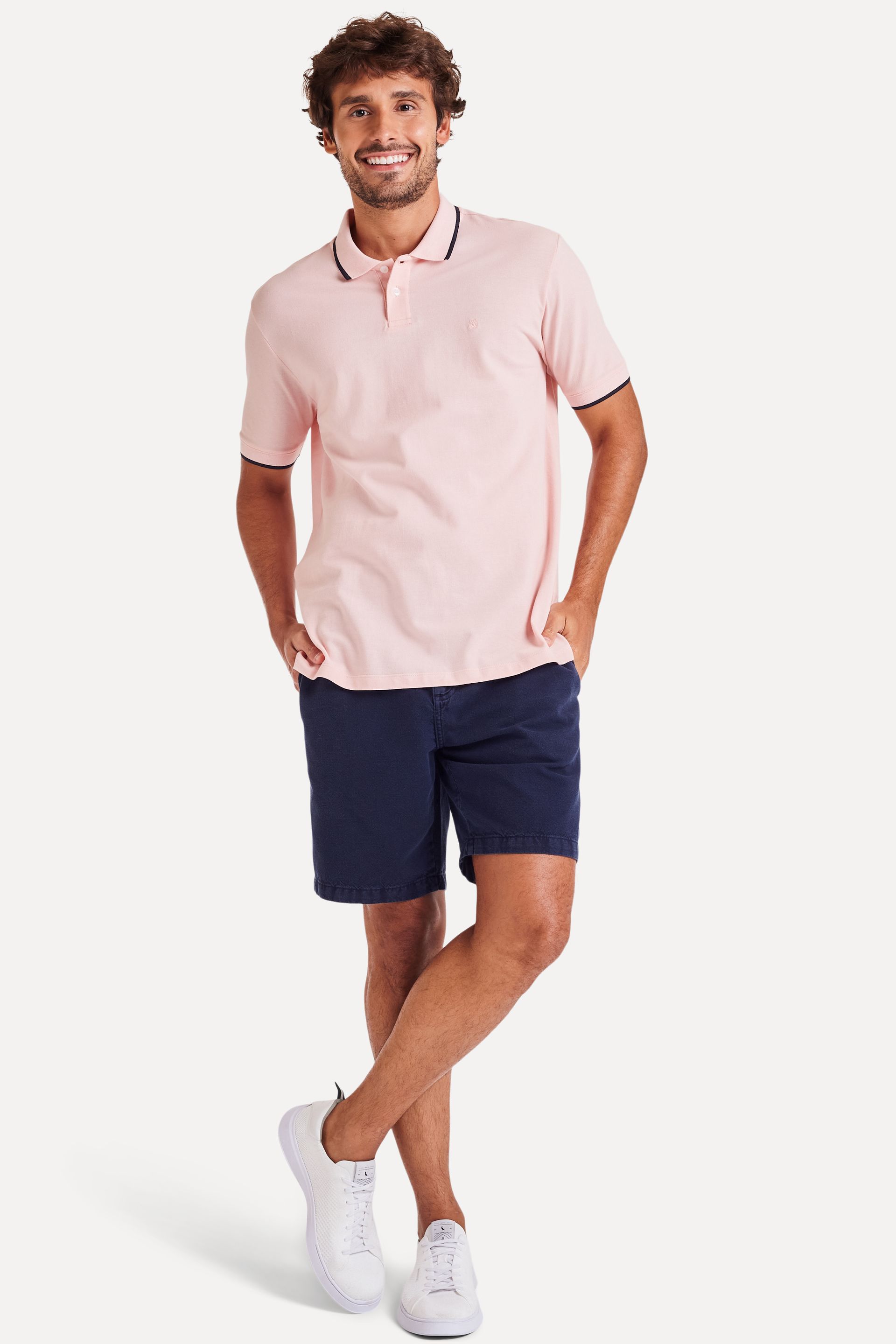 Polo Básica Masculina Gola Frisos