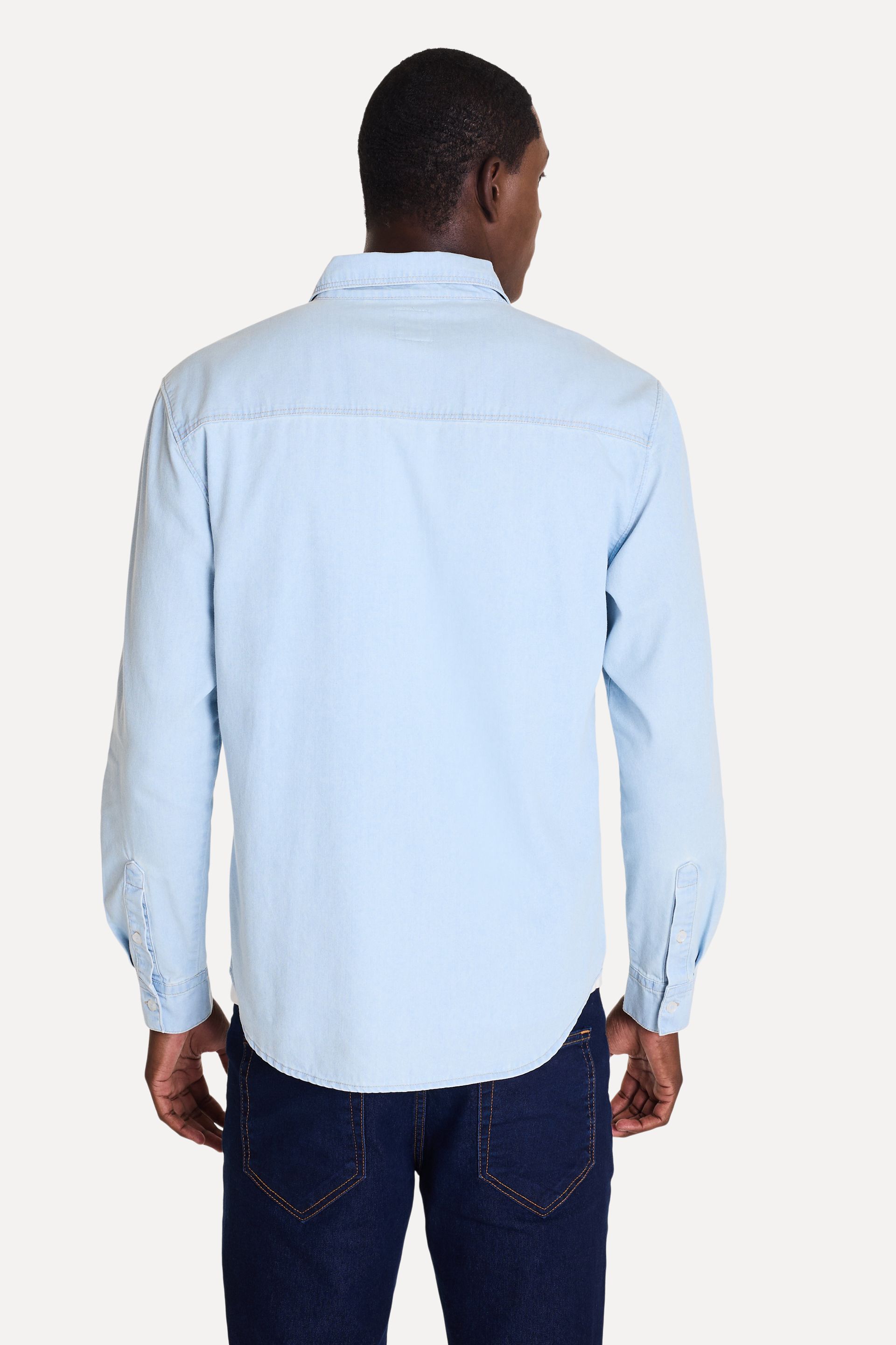 Camisa Jeans Masculina Manga Longa