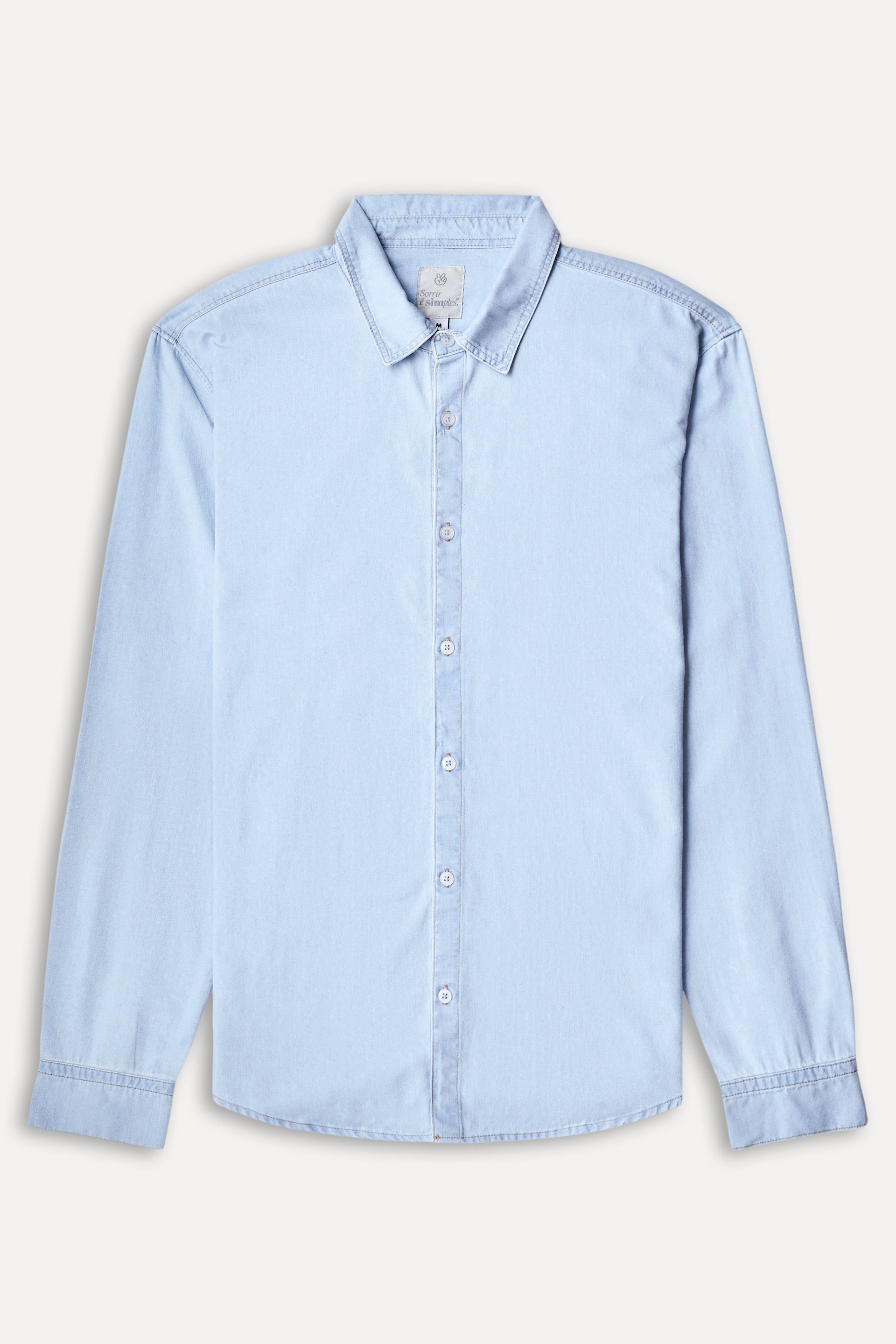 Camisa Jeans Masculina Manga Longa