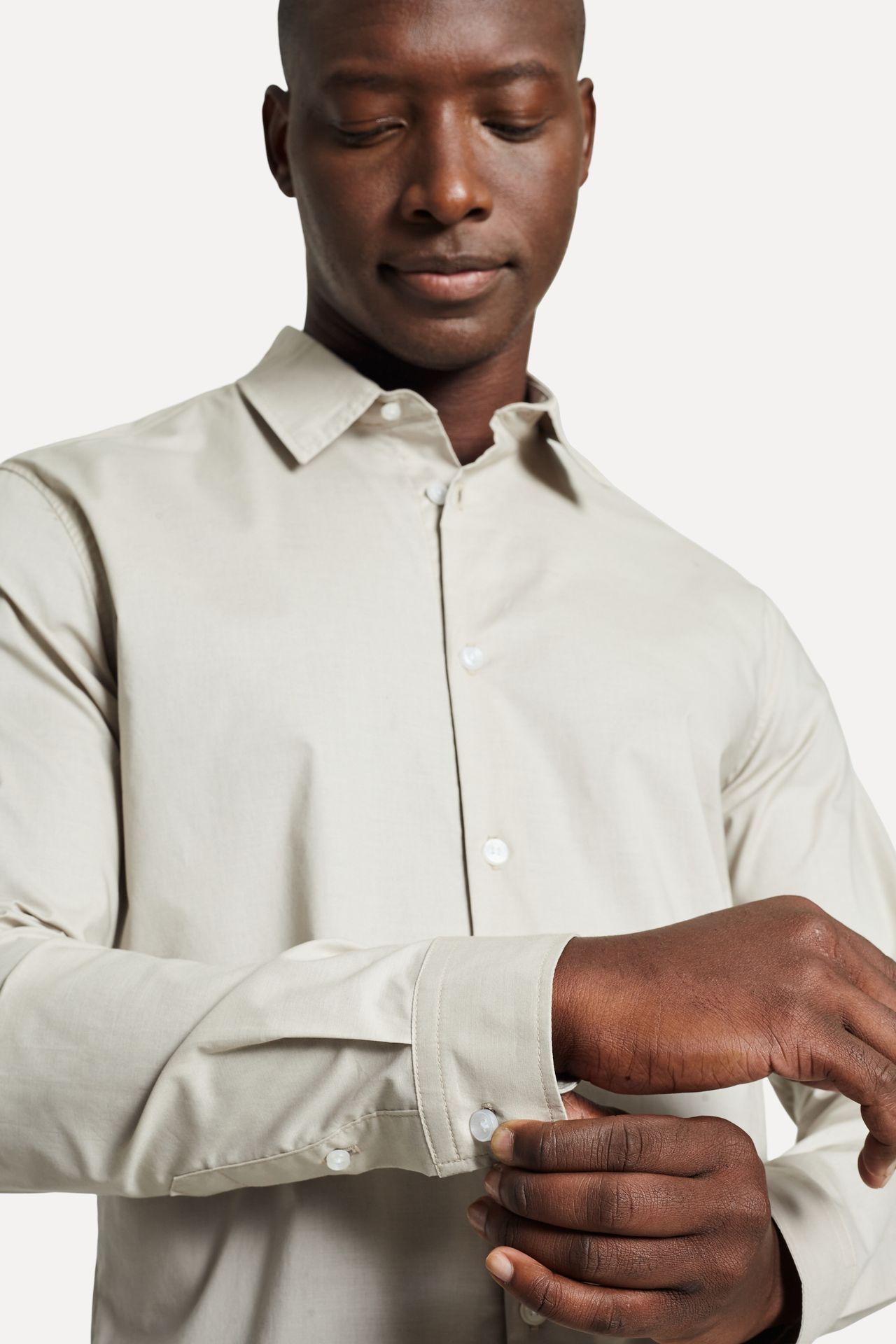Camisa Básica Masculina Tricoline com Eslastano Manga Longa