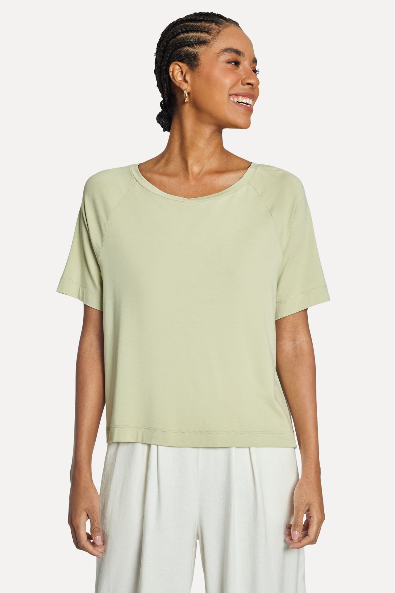Camiseta Ampla Feminina com Elastano