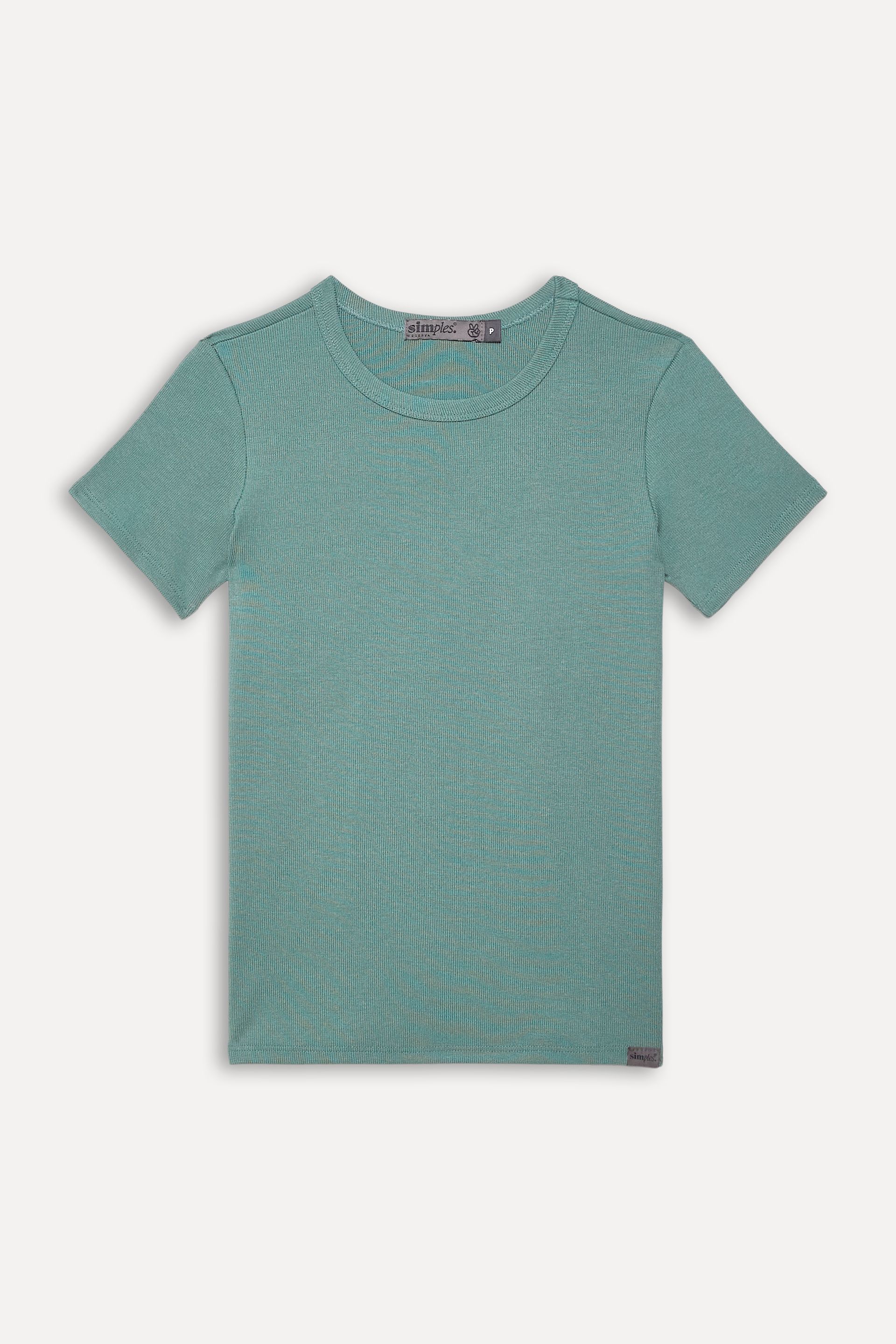 Camiseta Básica Femina em Malha Rib Manga Curta