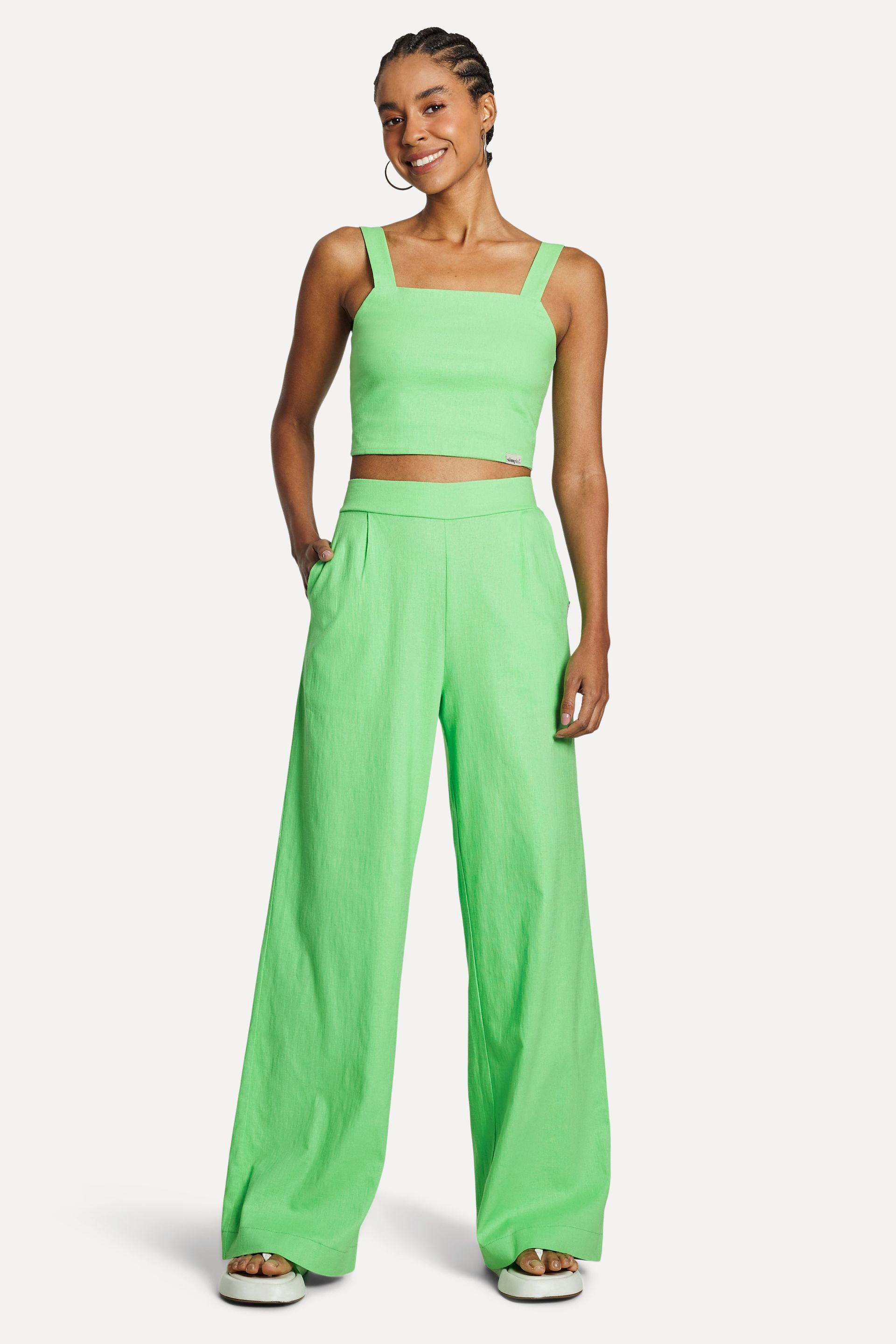 Calça Pantalona Feminina de Linho