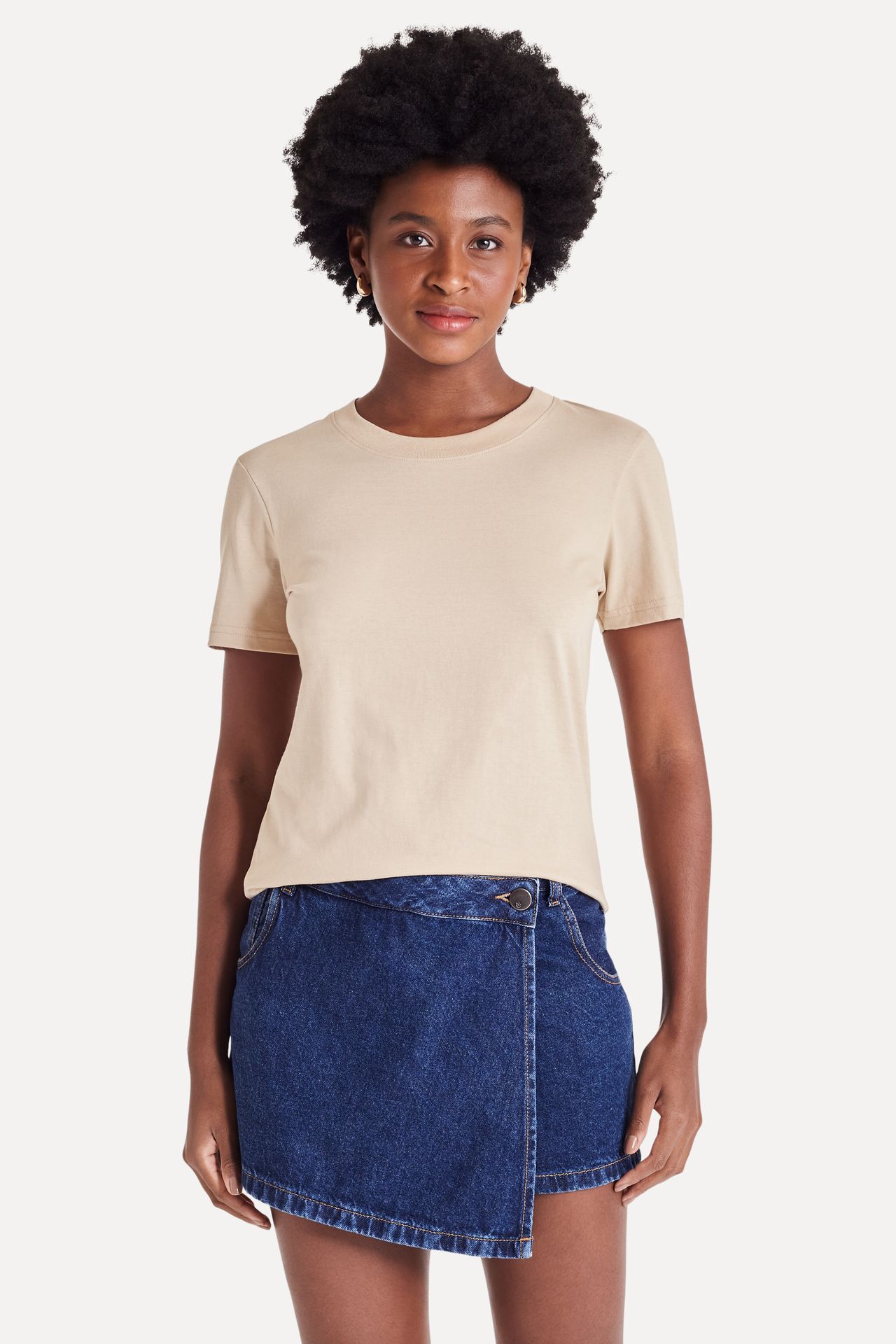 Camiseta Básica Feminina de Algodão Peruano Manga Curta