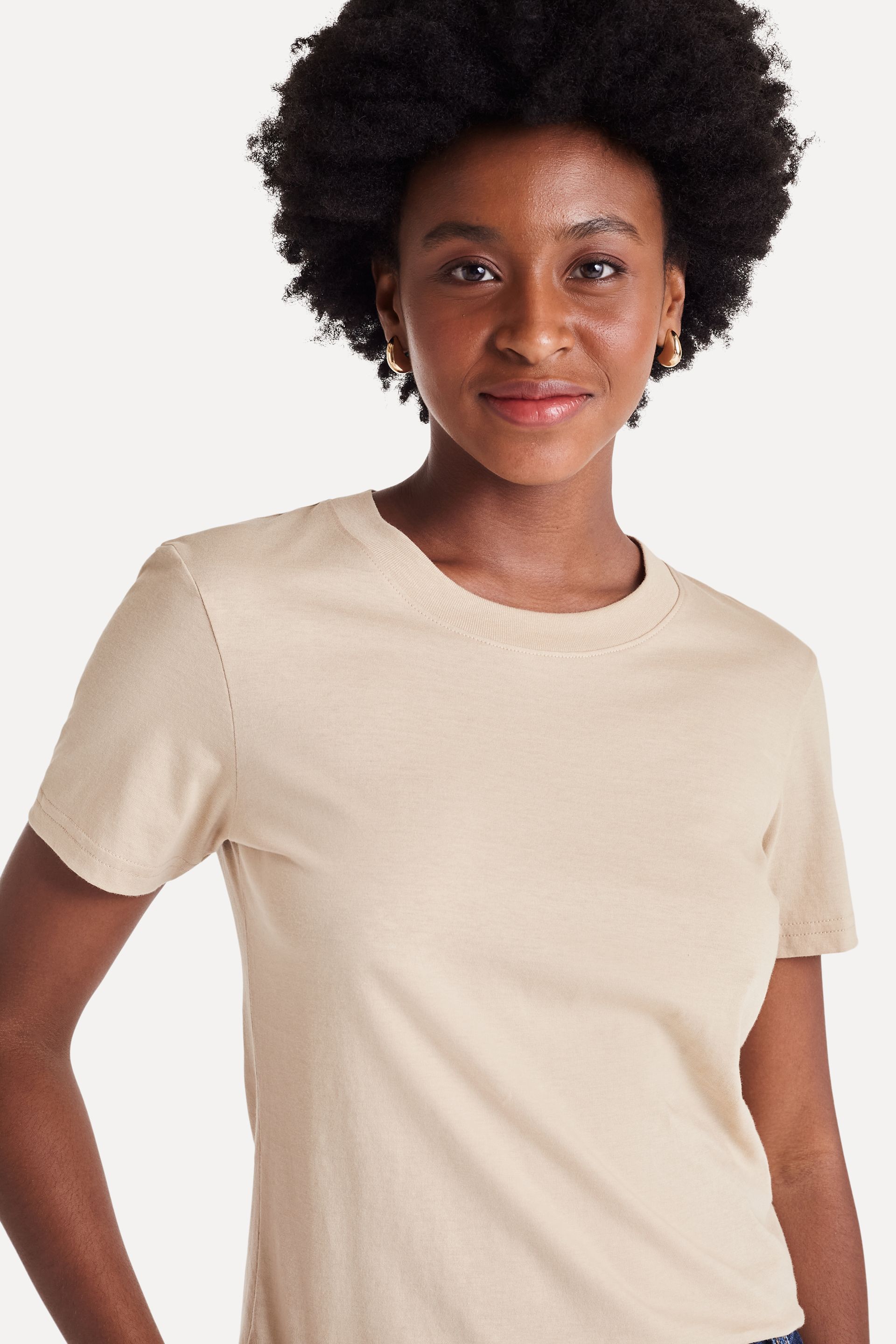 Camiseta Básica Feminina de Algodão Peruano Manga Curta