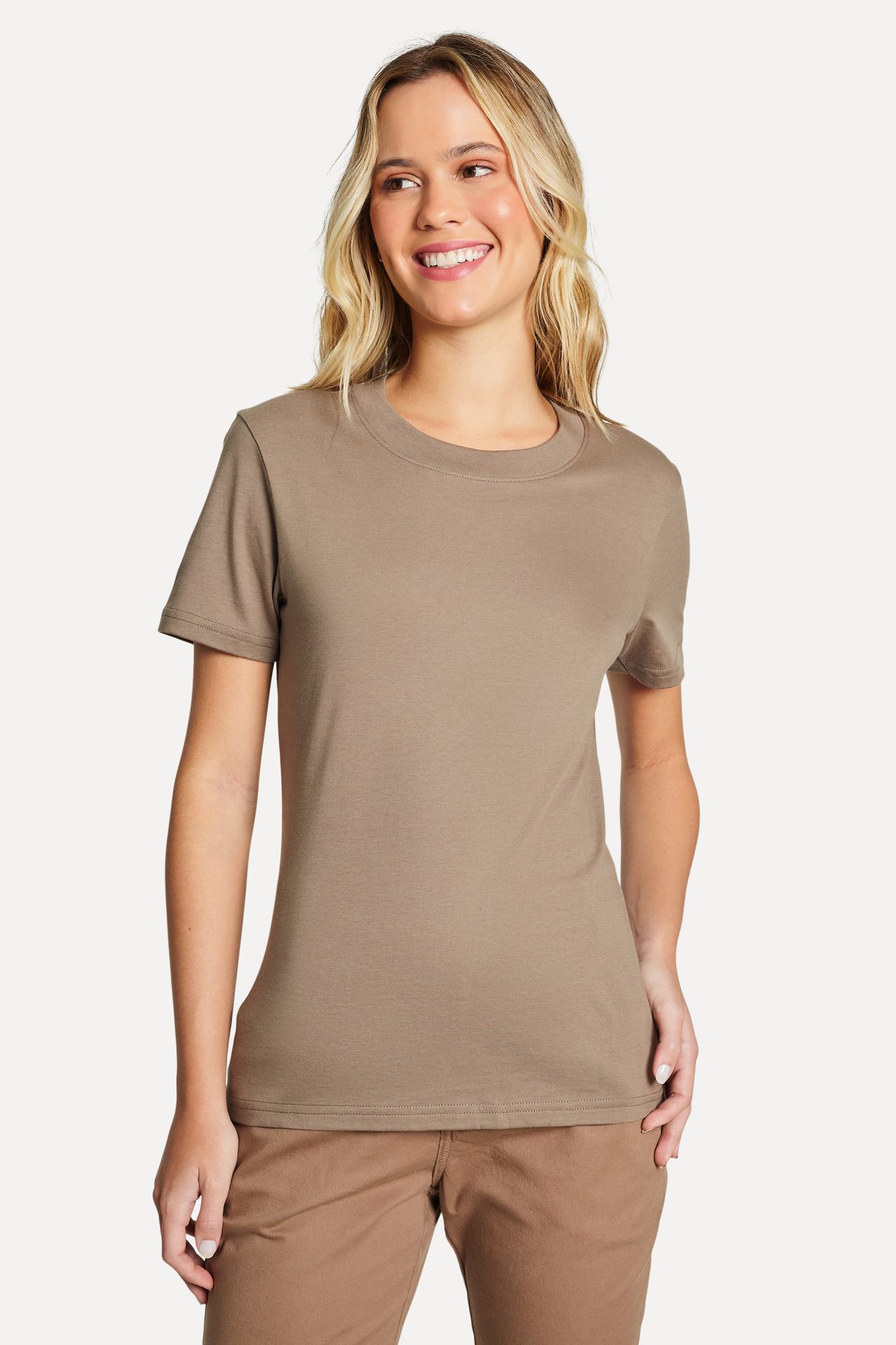 Camiseta Básica Feminina de Algodão Peruano Manga Curta
