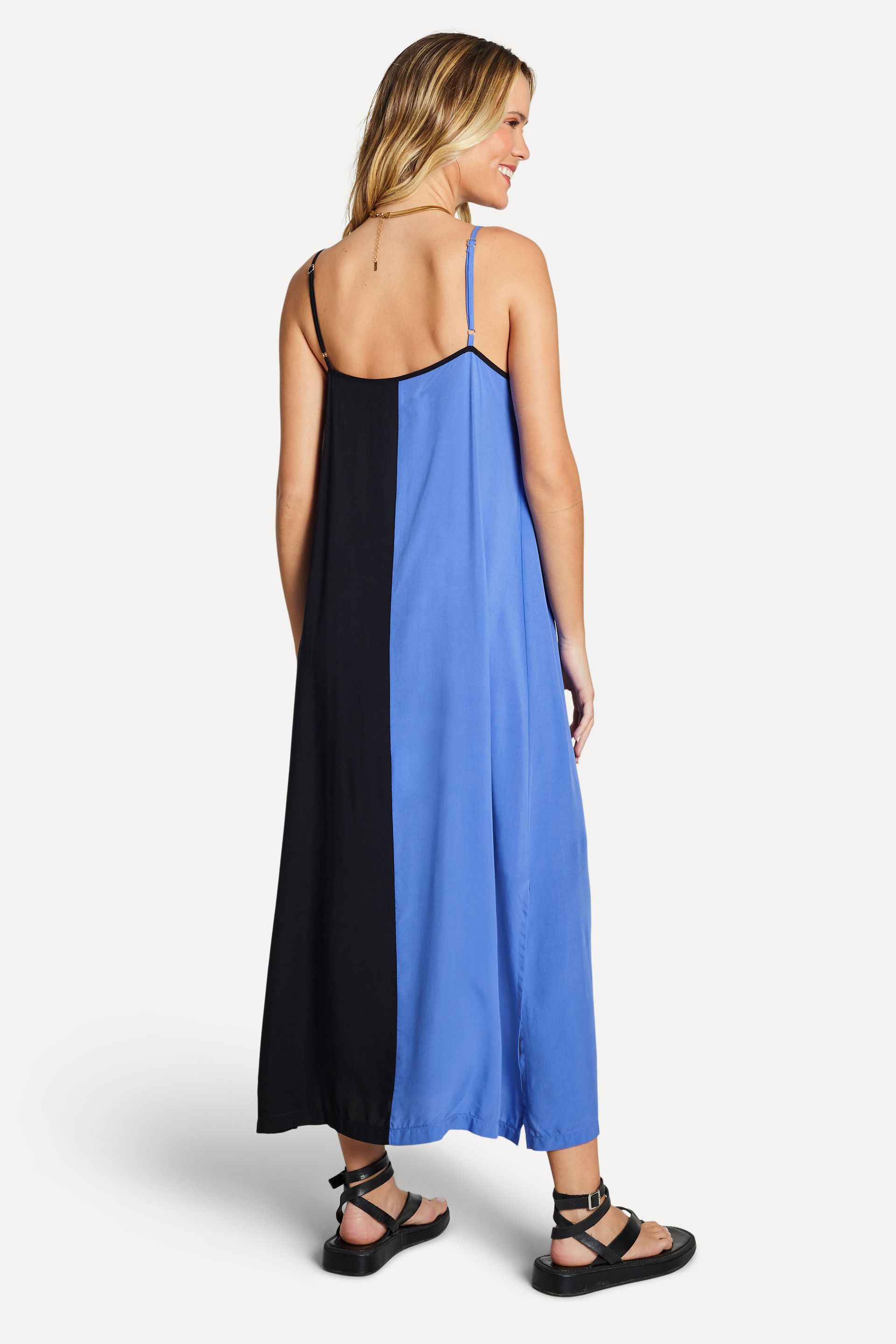 Vestido Feminino Longo Bicolor