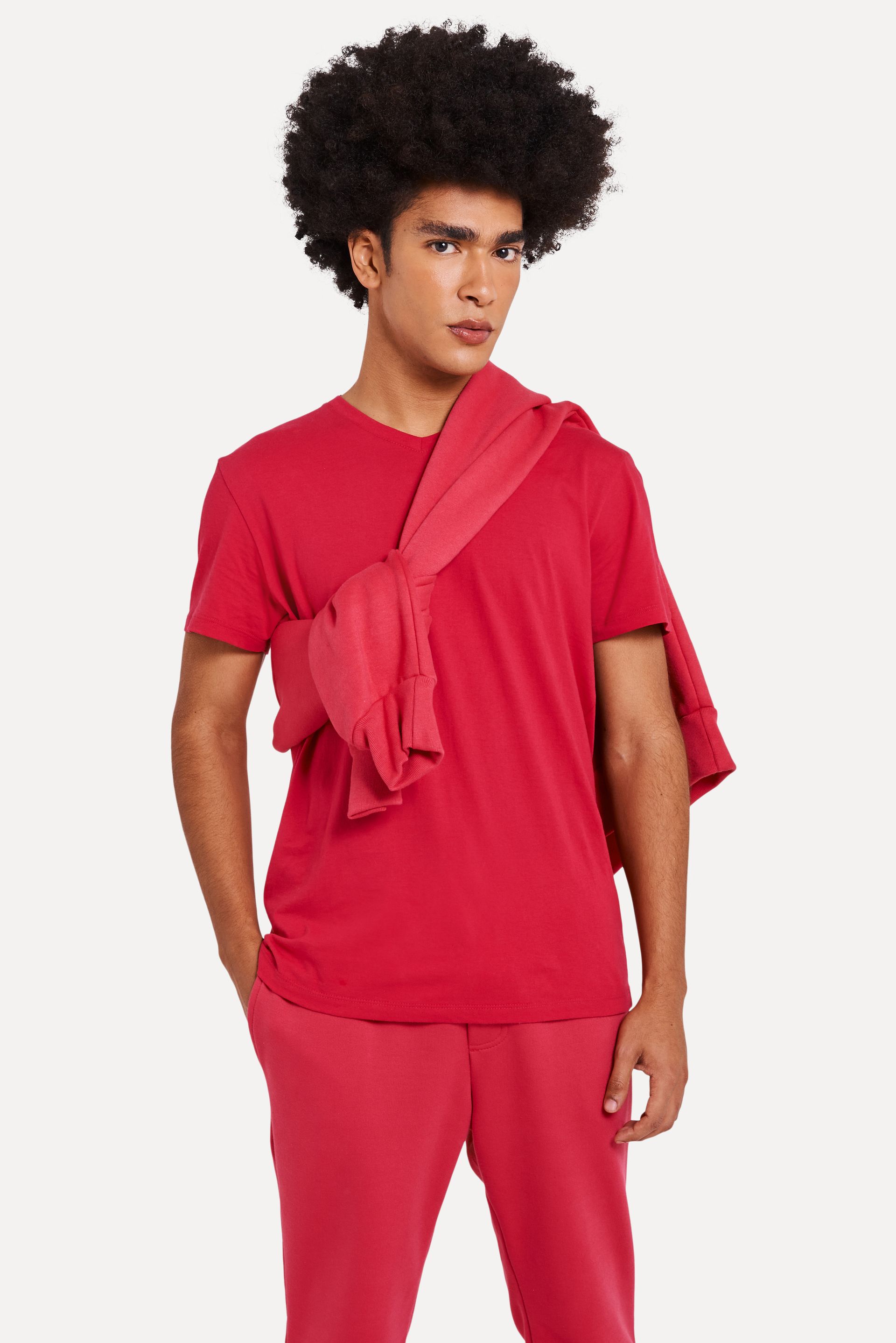 Camiseta Básica Masculina Simples Gola V Manga Curta